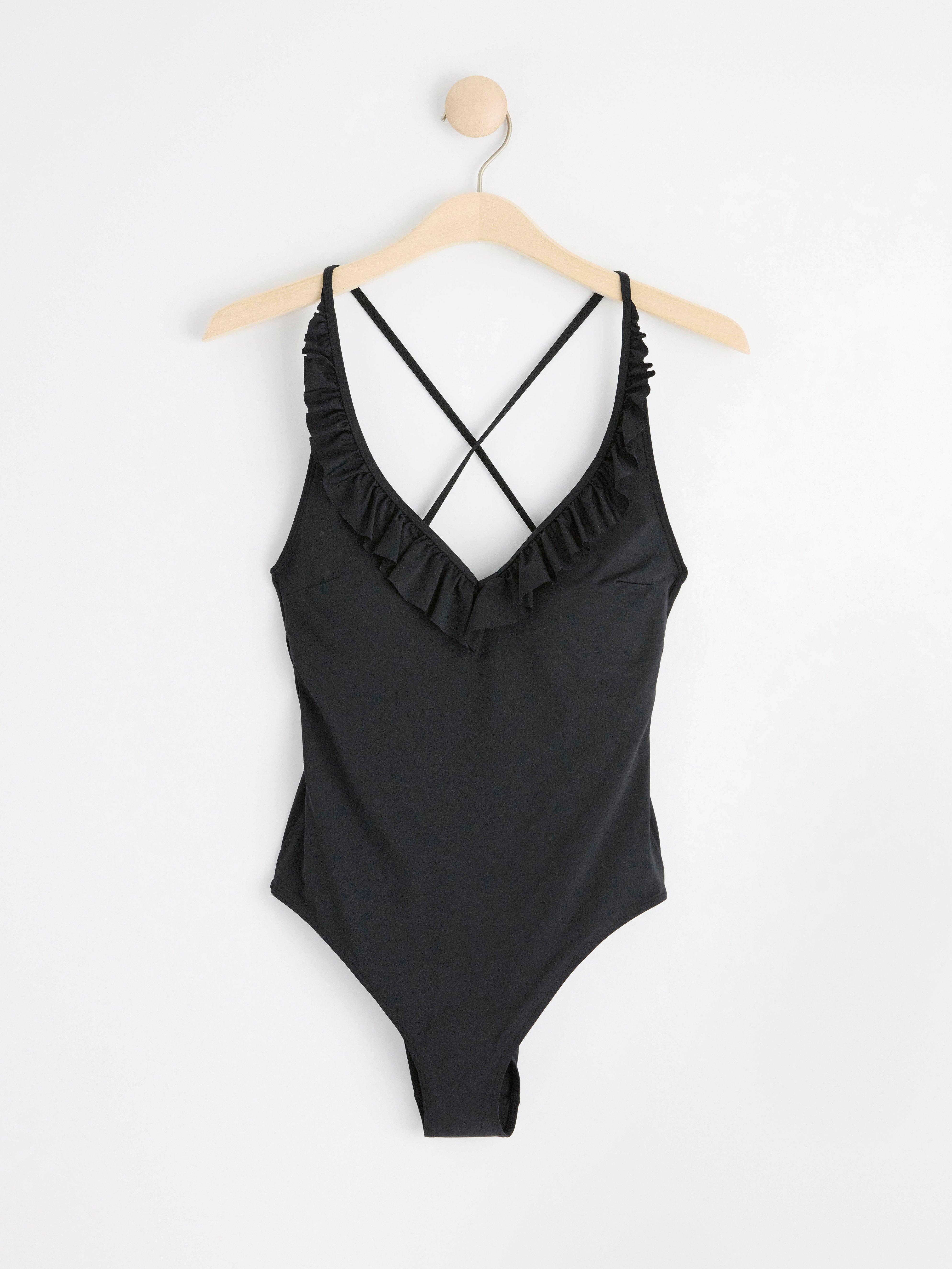 Swimsuit with frill Black