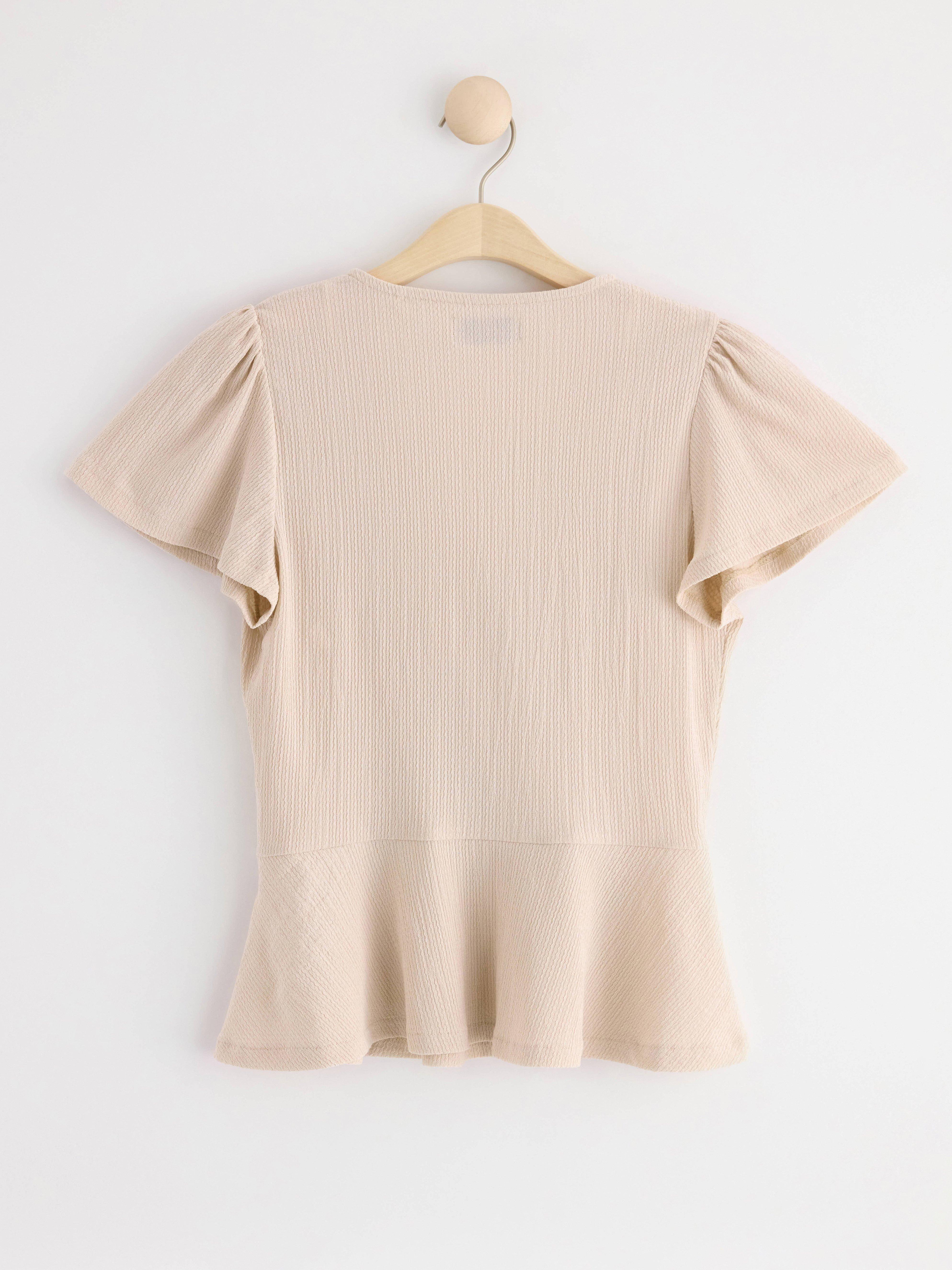 Short sleeve peplum top Light Beige