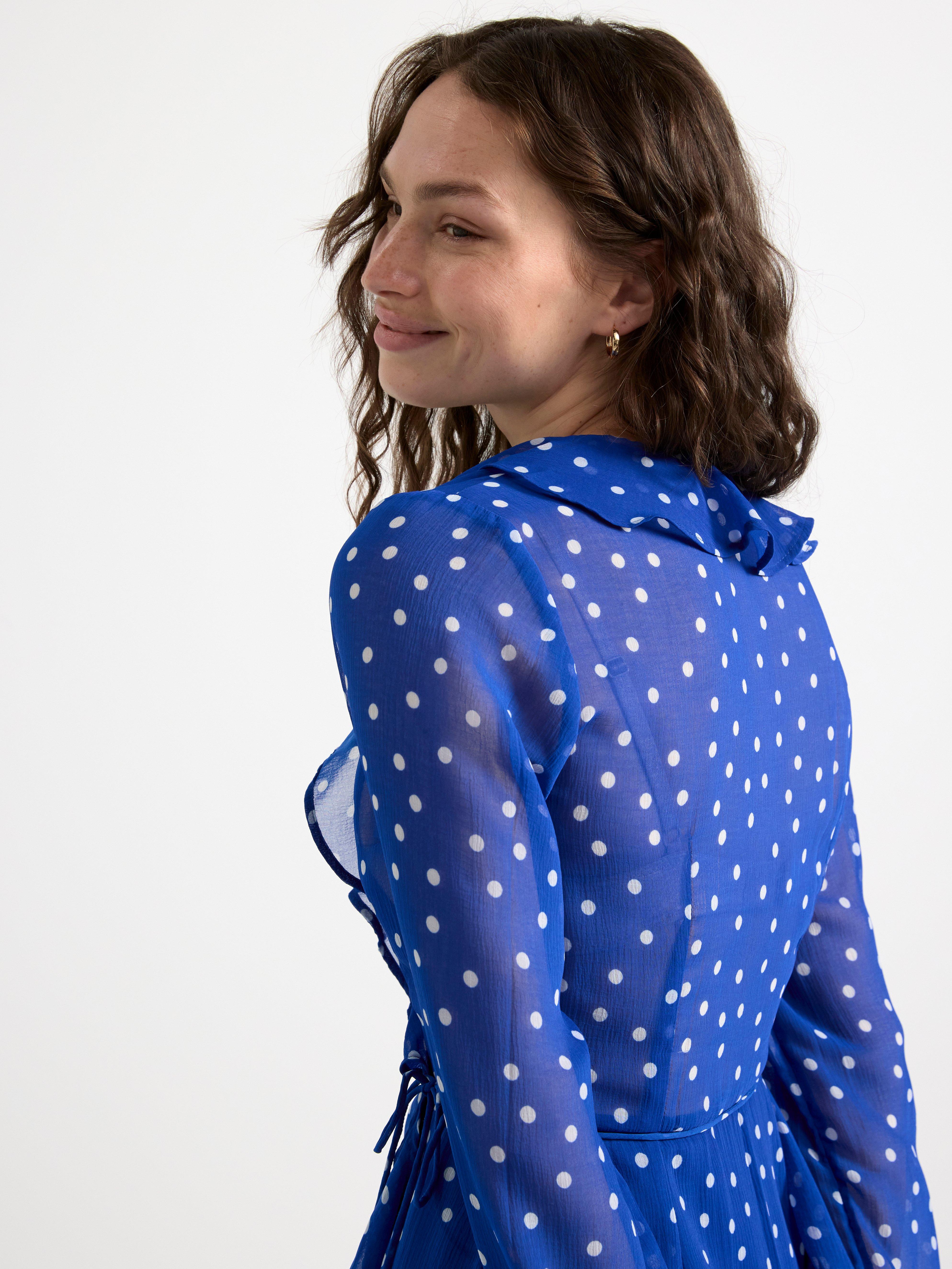 Wrap dress in chiffon Blue