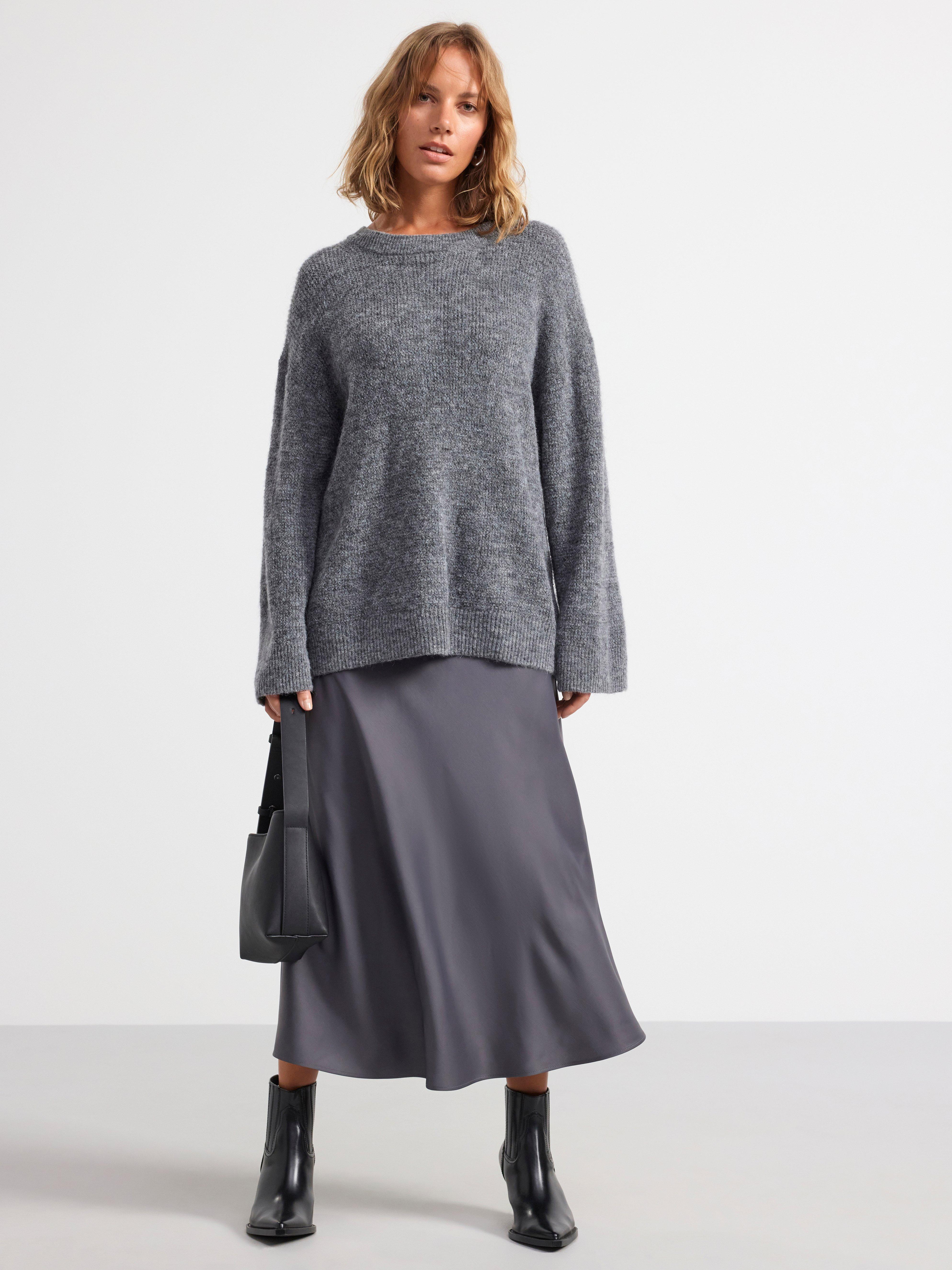 Jumper in wool blend Dark Grey Melange