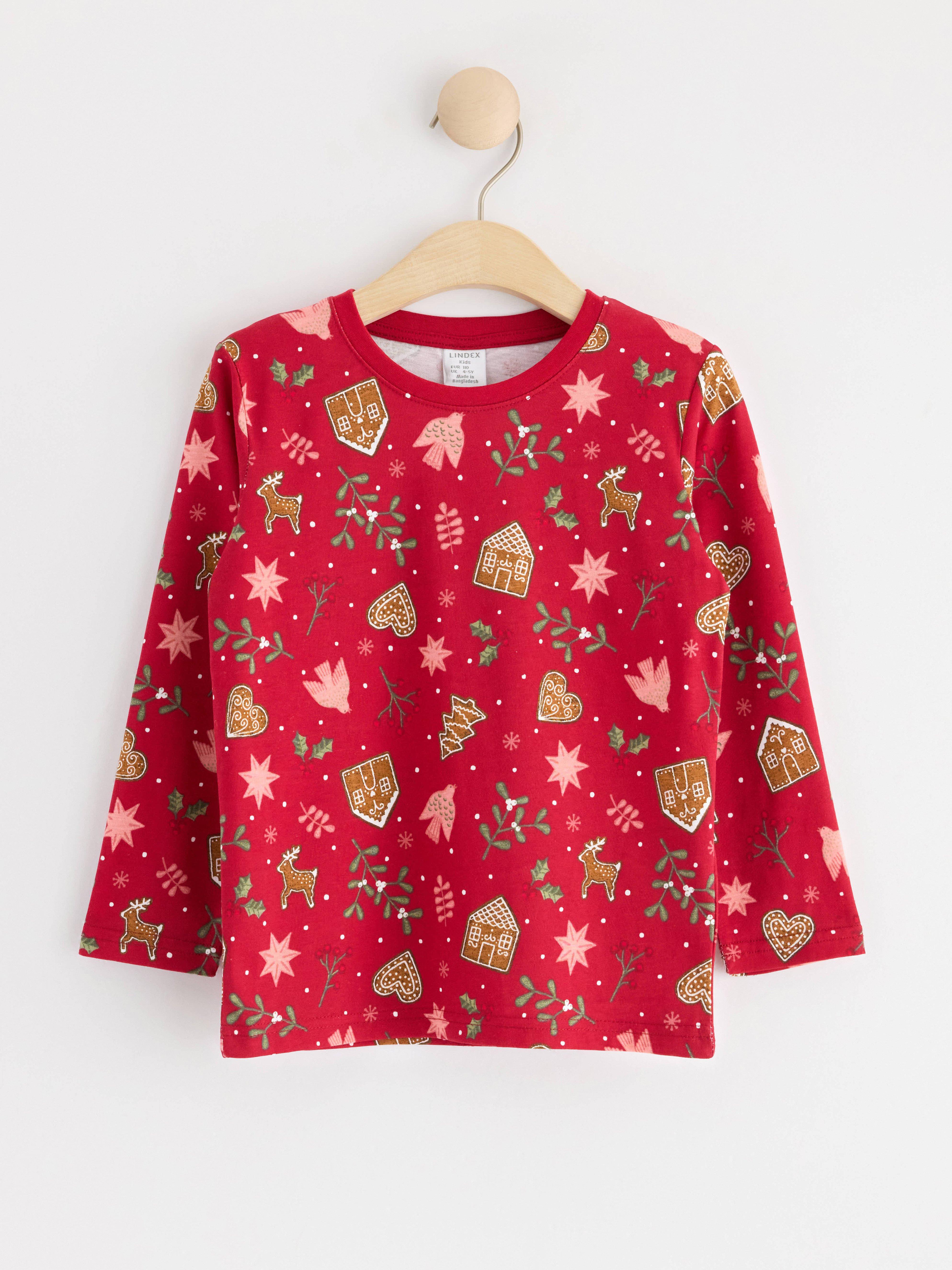 Long sleeve top with gingerbread Dark Red