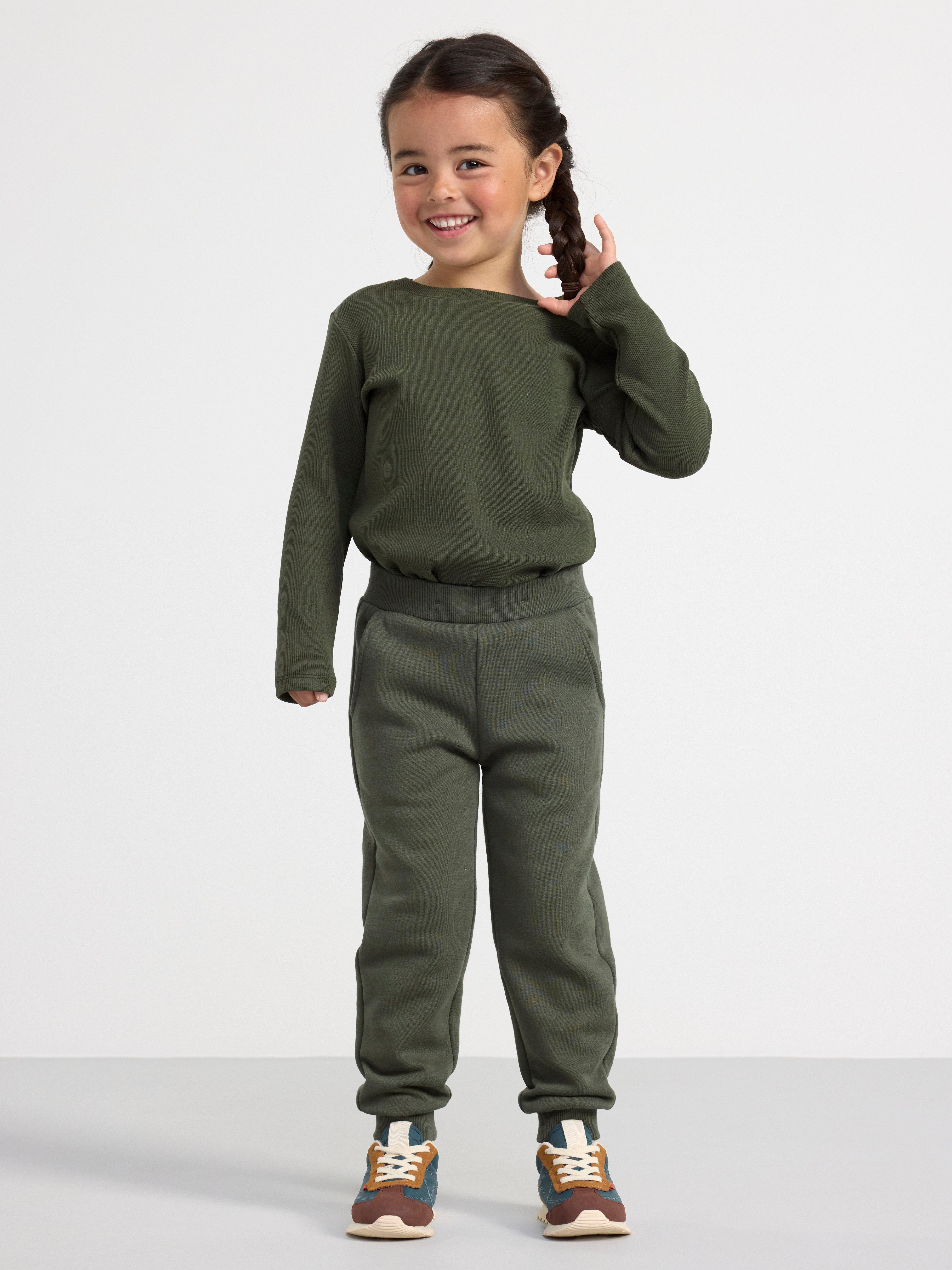 Joggers with brushed inside Dark Khaki Green