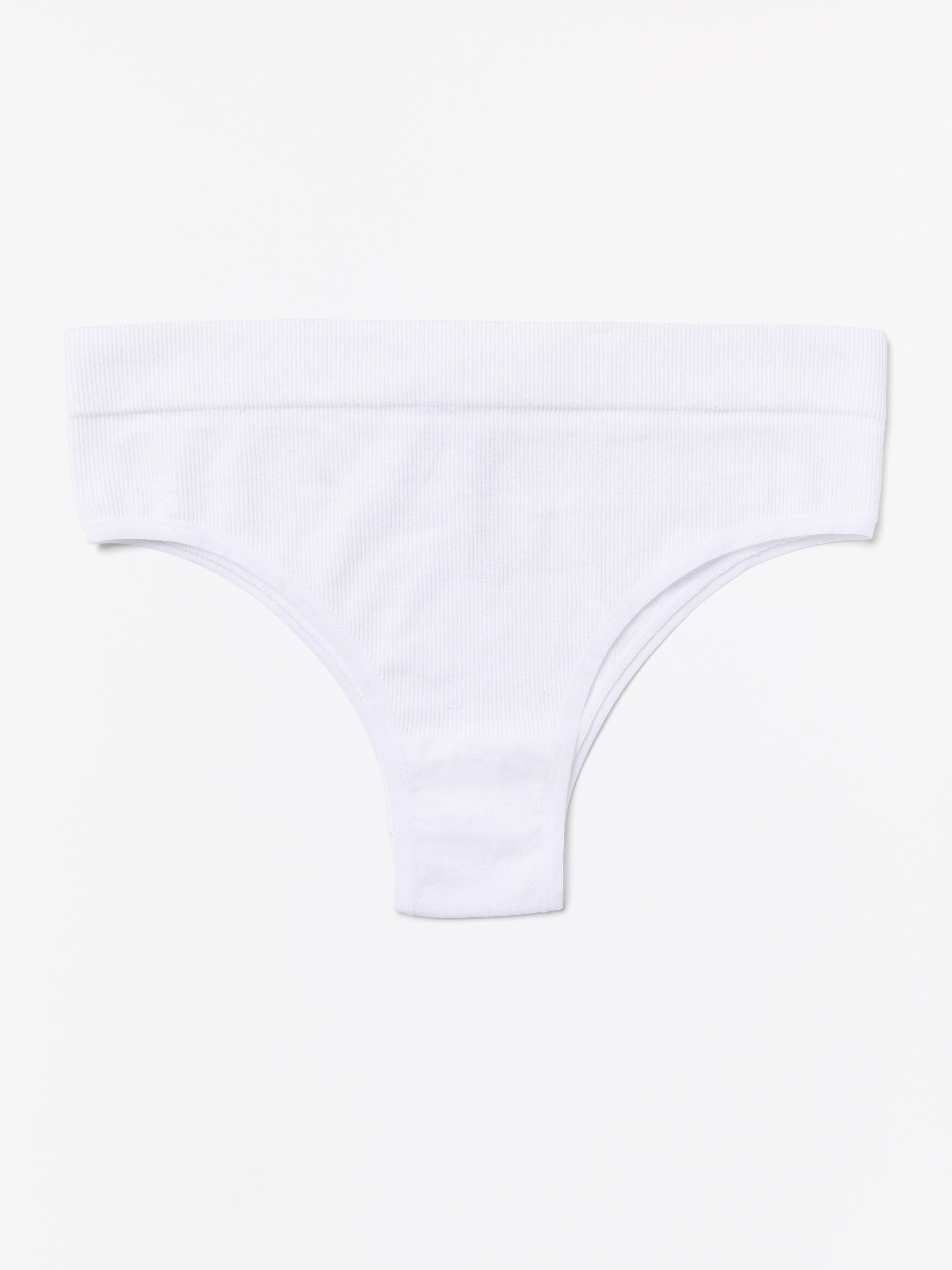 Brazilian high ribbed seamless briefs White