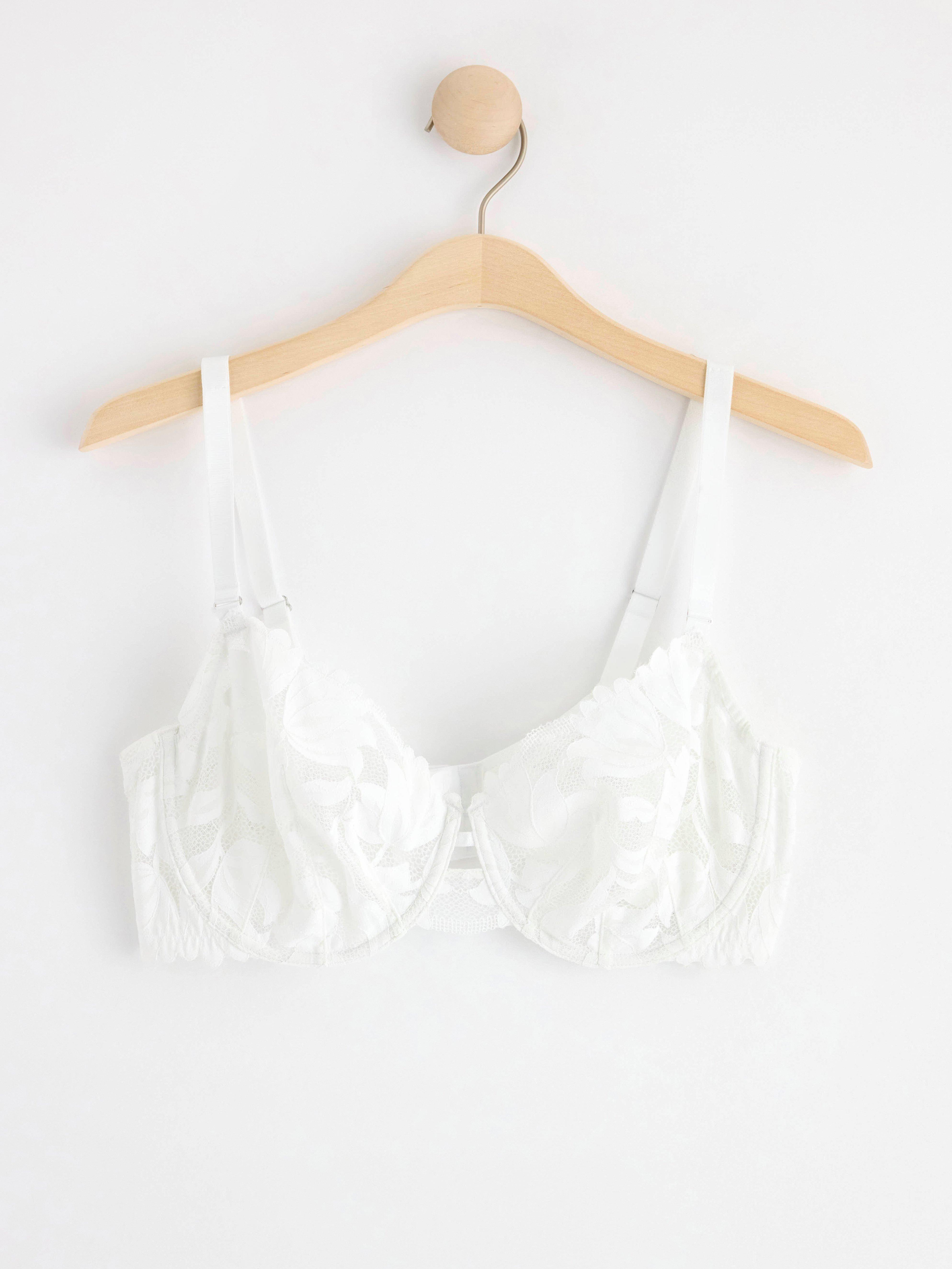 Unpadded bra with mesh and lace White