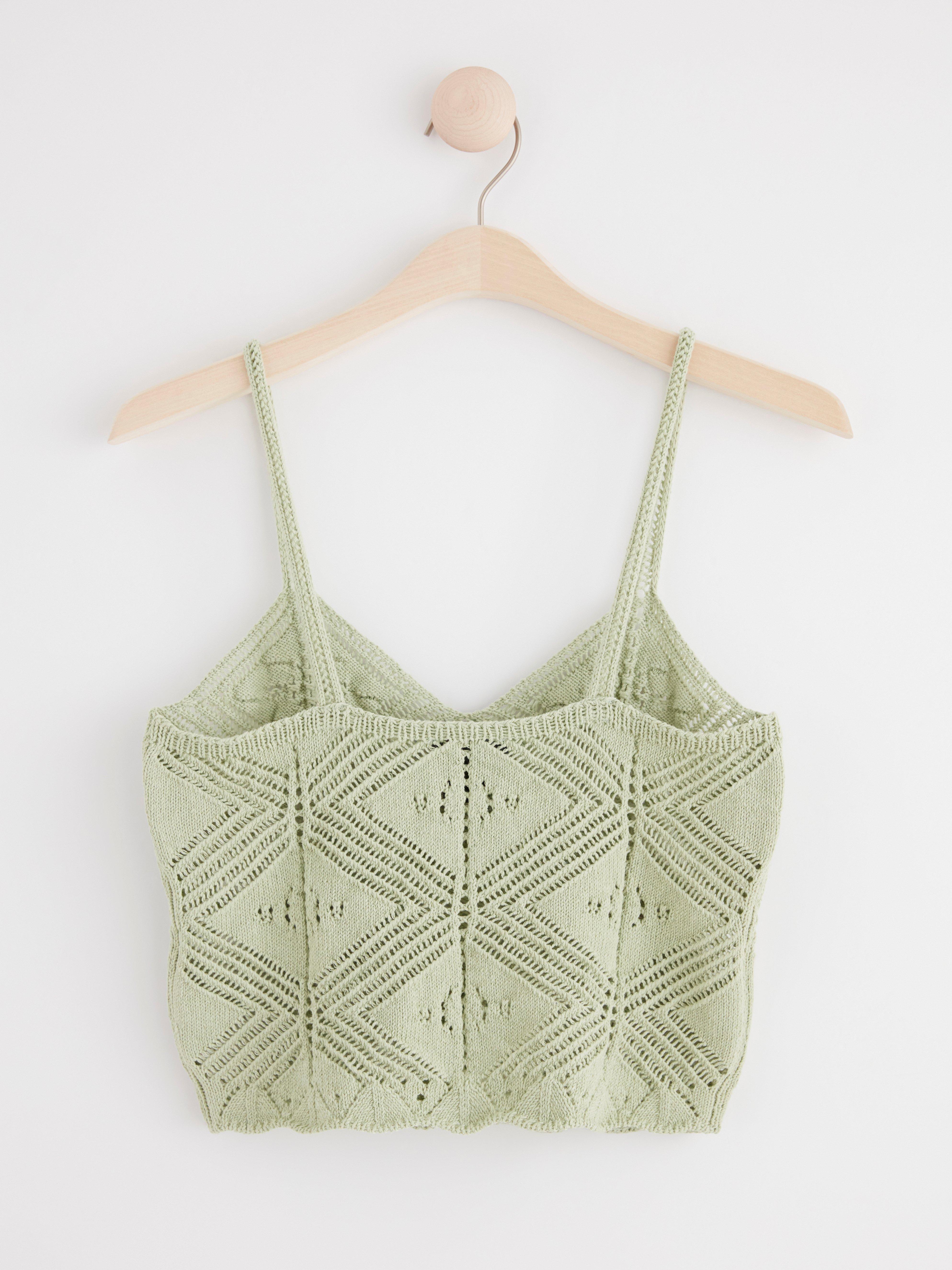 Short knitted camisole Light Dusty Green
