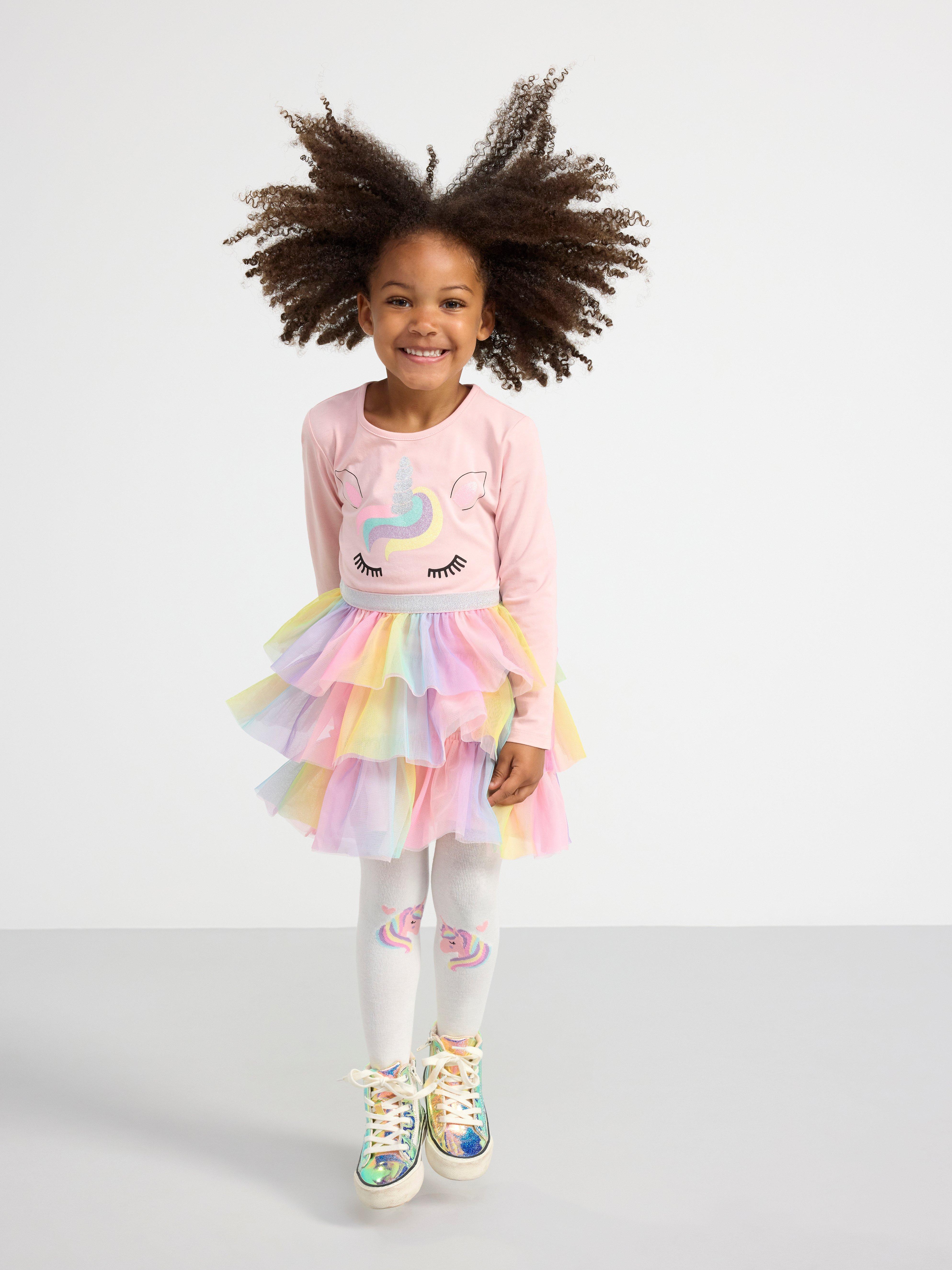 Dress in tulle with unicorn Light Pink