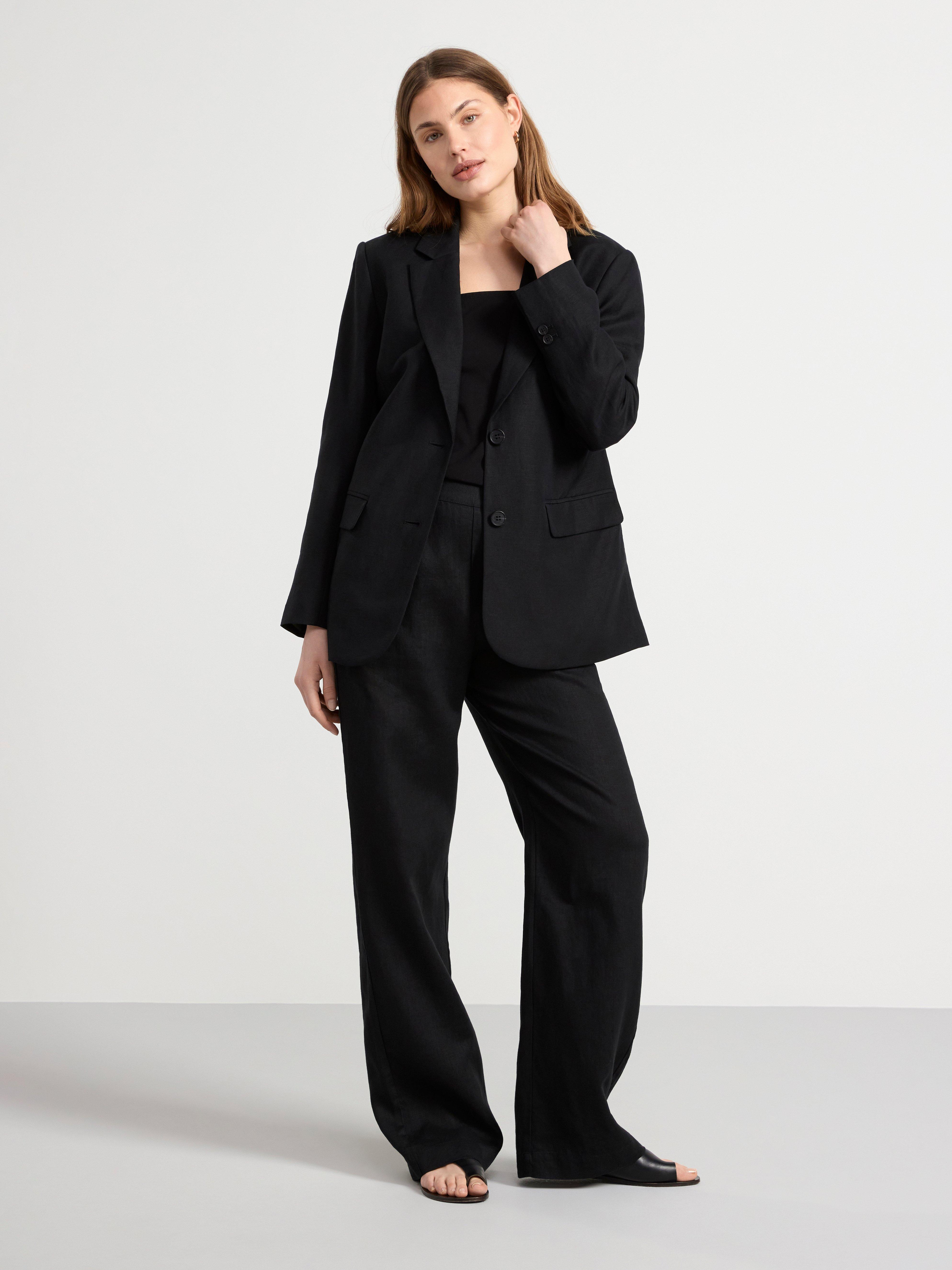 Blazer in linen blend Black