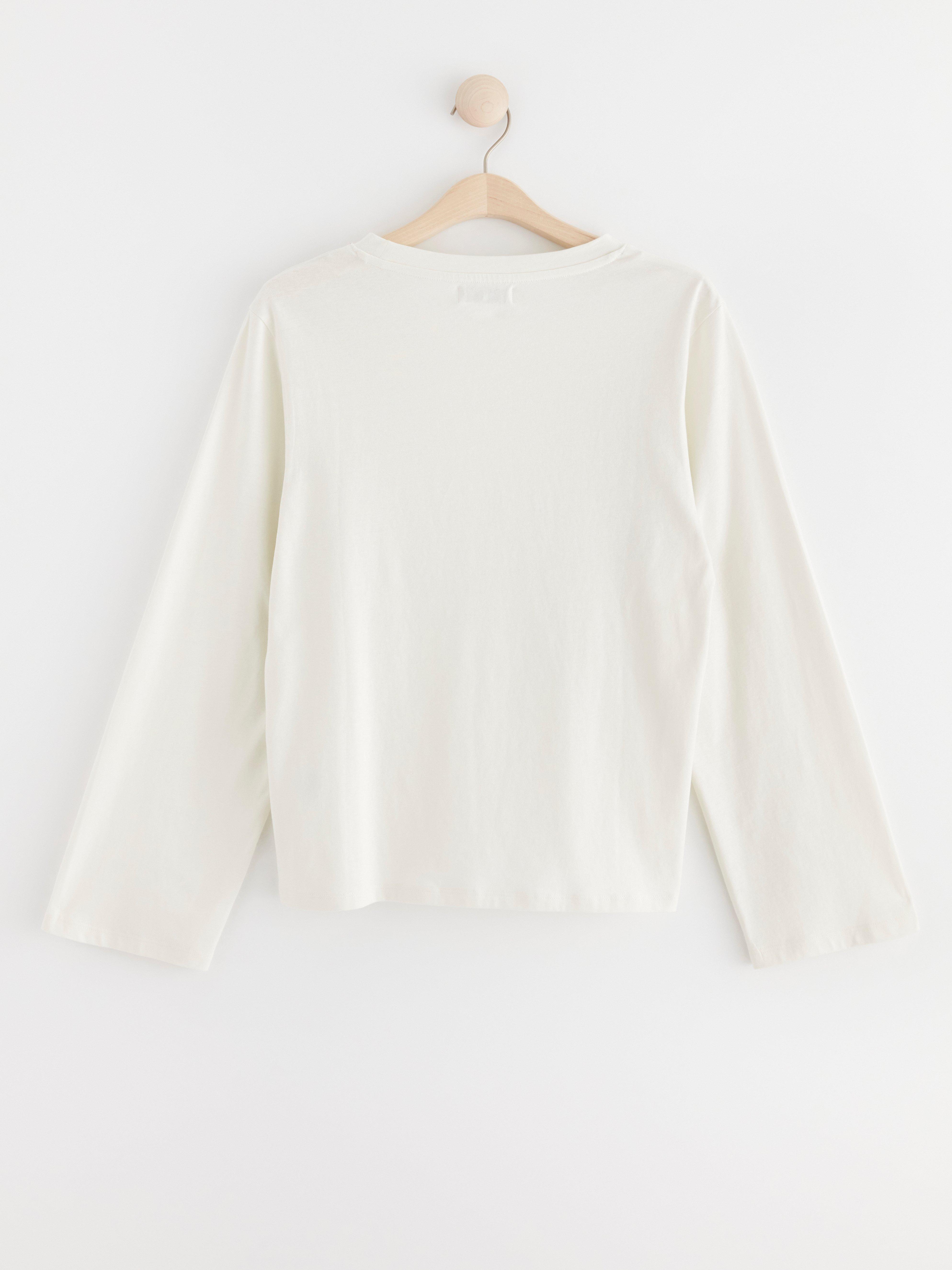 Long sleeve top in cotton Light Dusty White