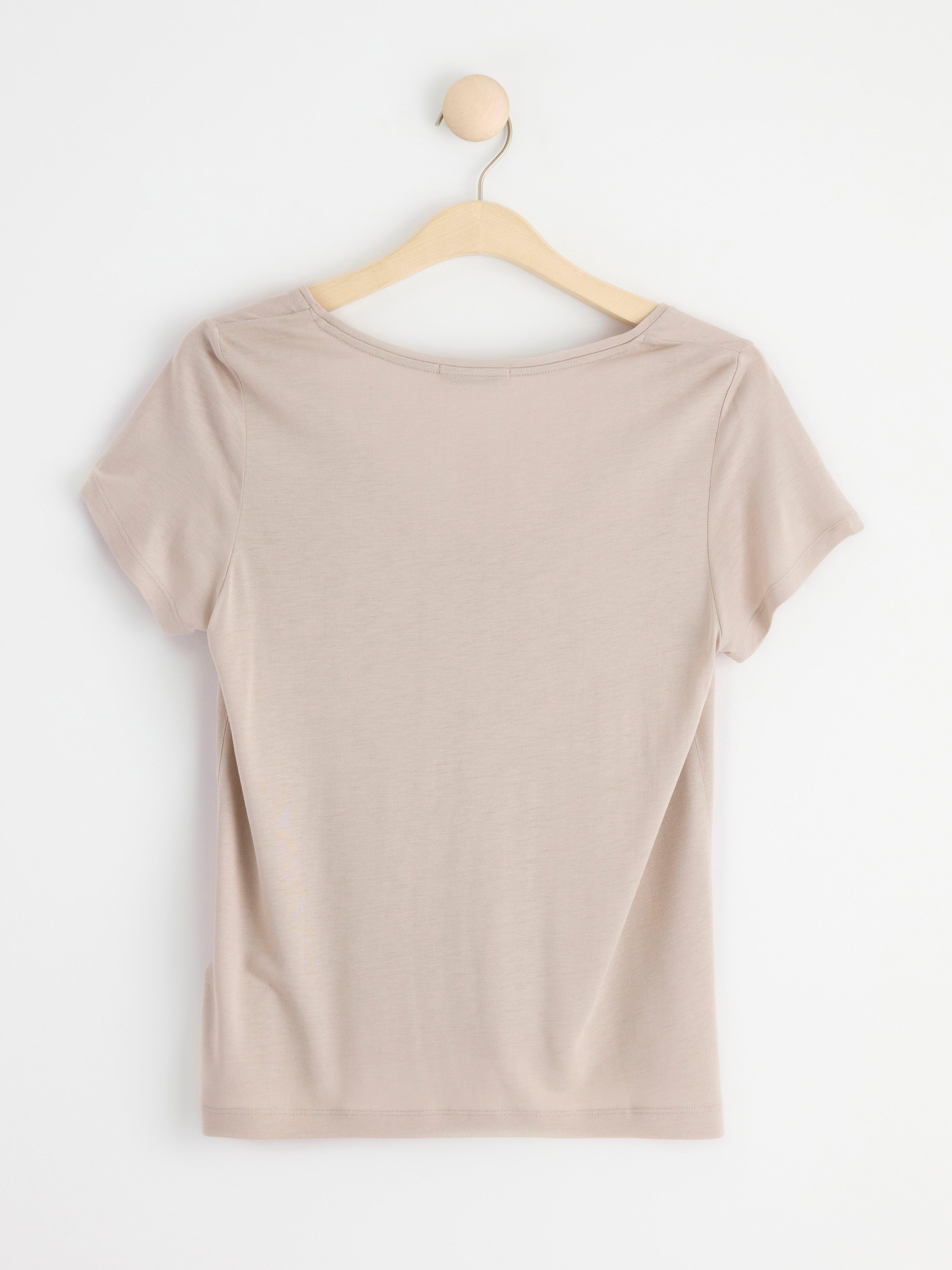 V-neck short sleeve top Light Beige