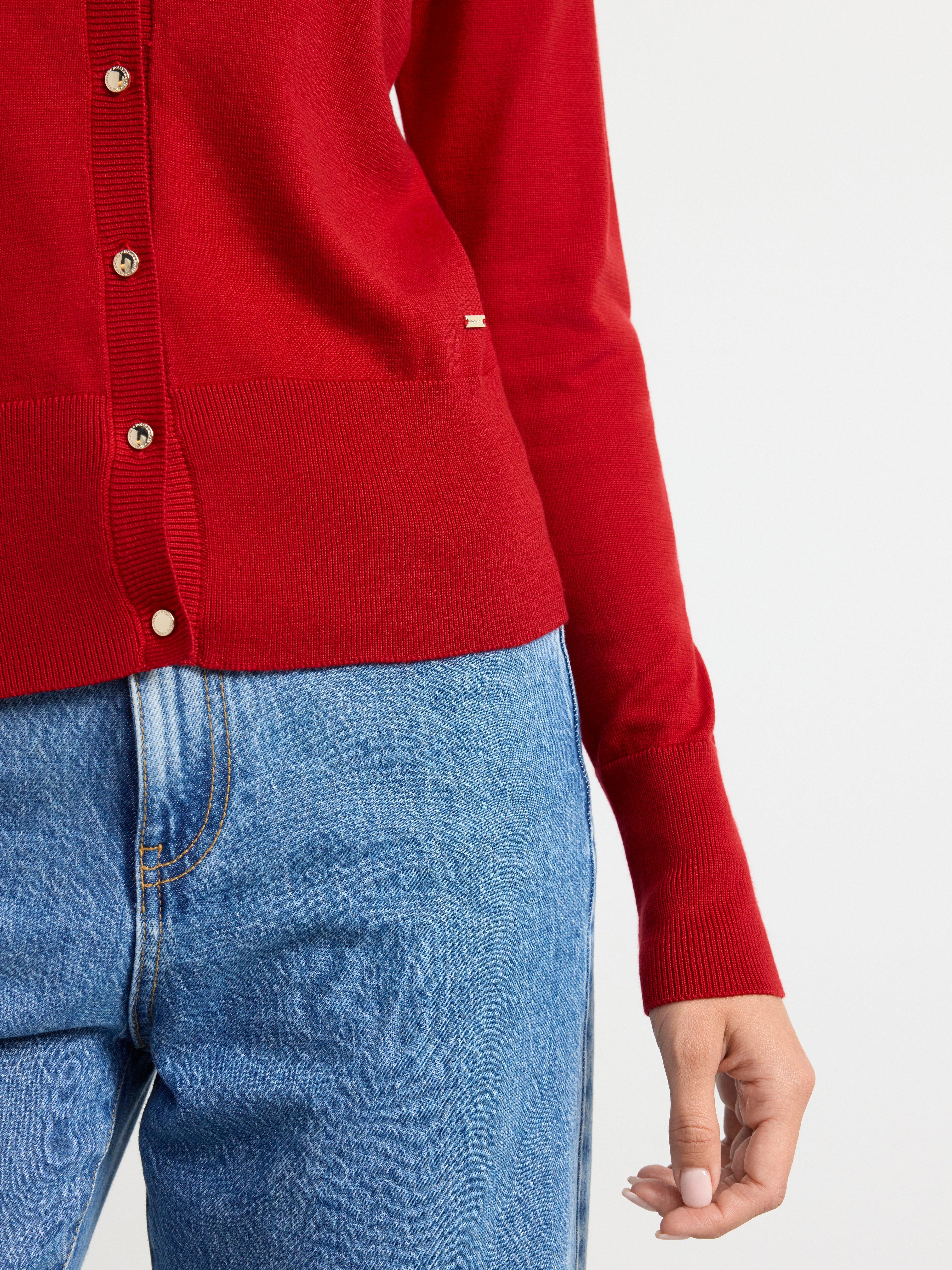 Fine-knit cardigan Red