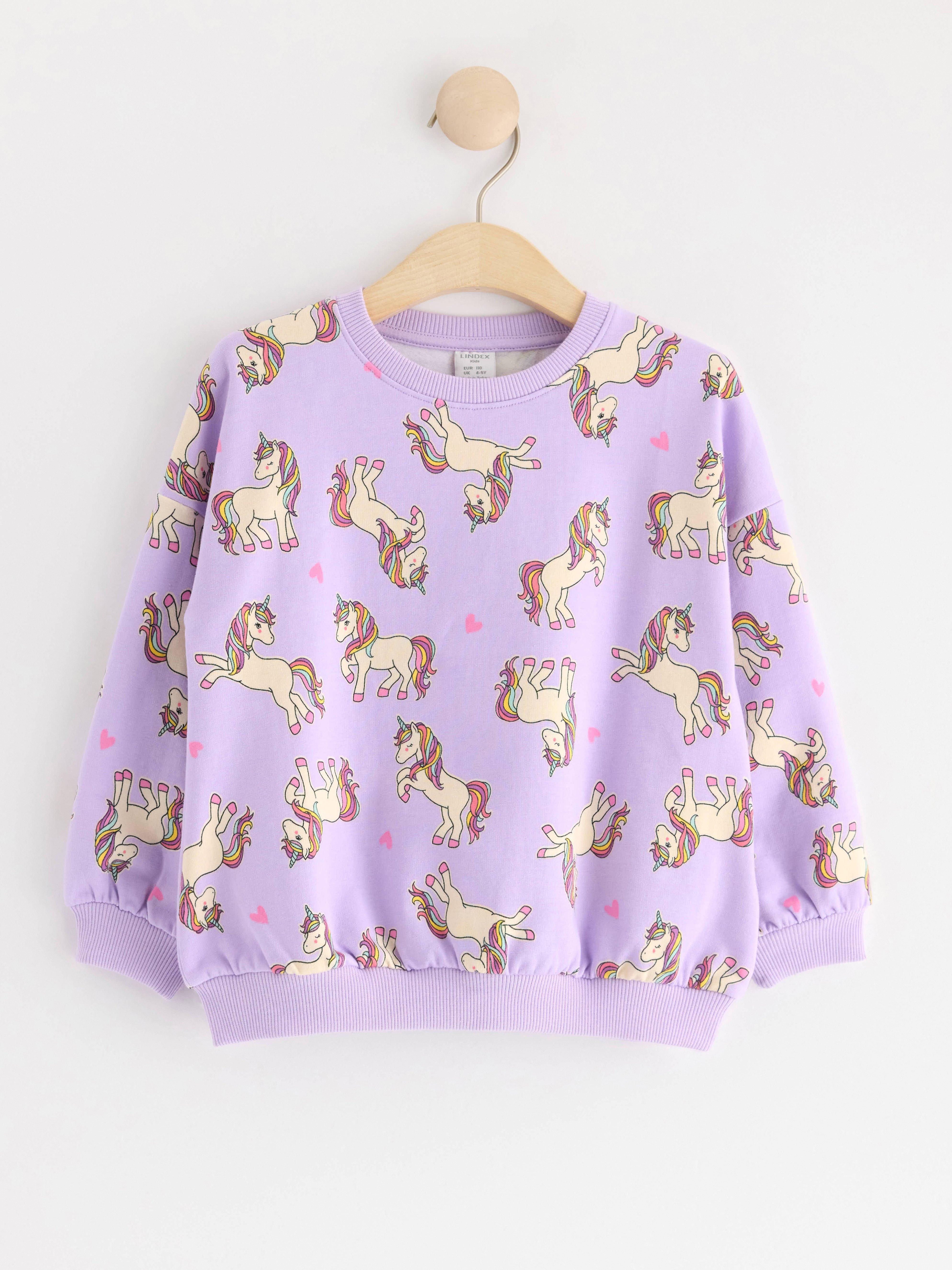 Sweatshirt with unicorns Light Lilac