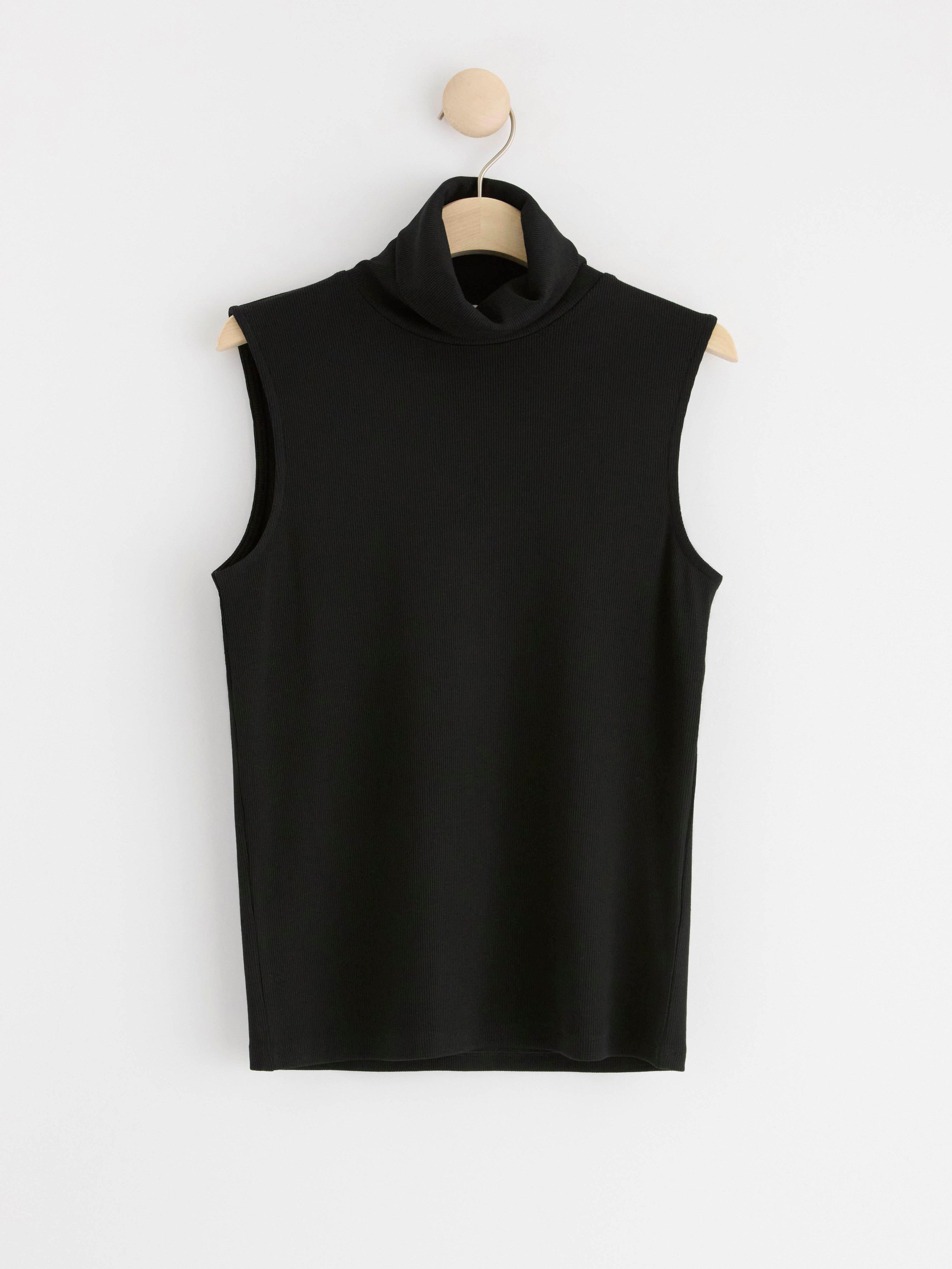 Sleeveless roll neck top Black