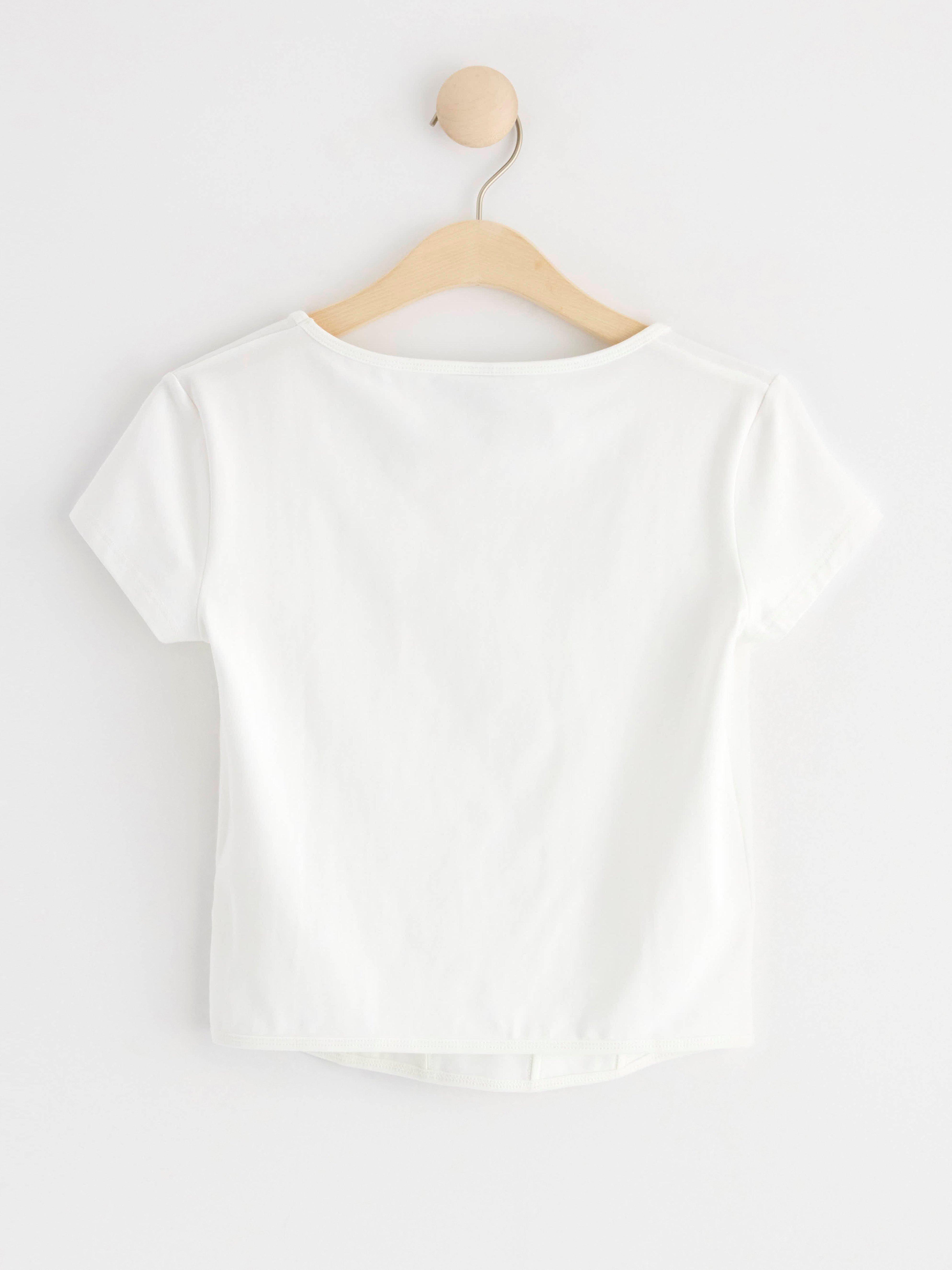 Short sleeve top with seams Off White