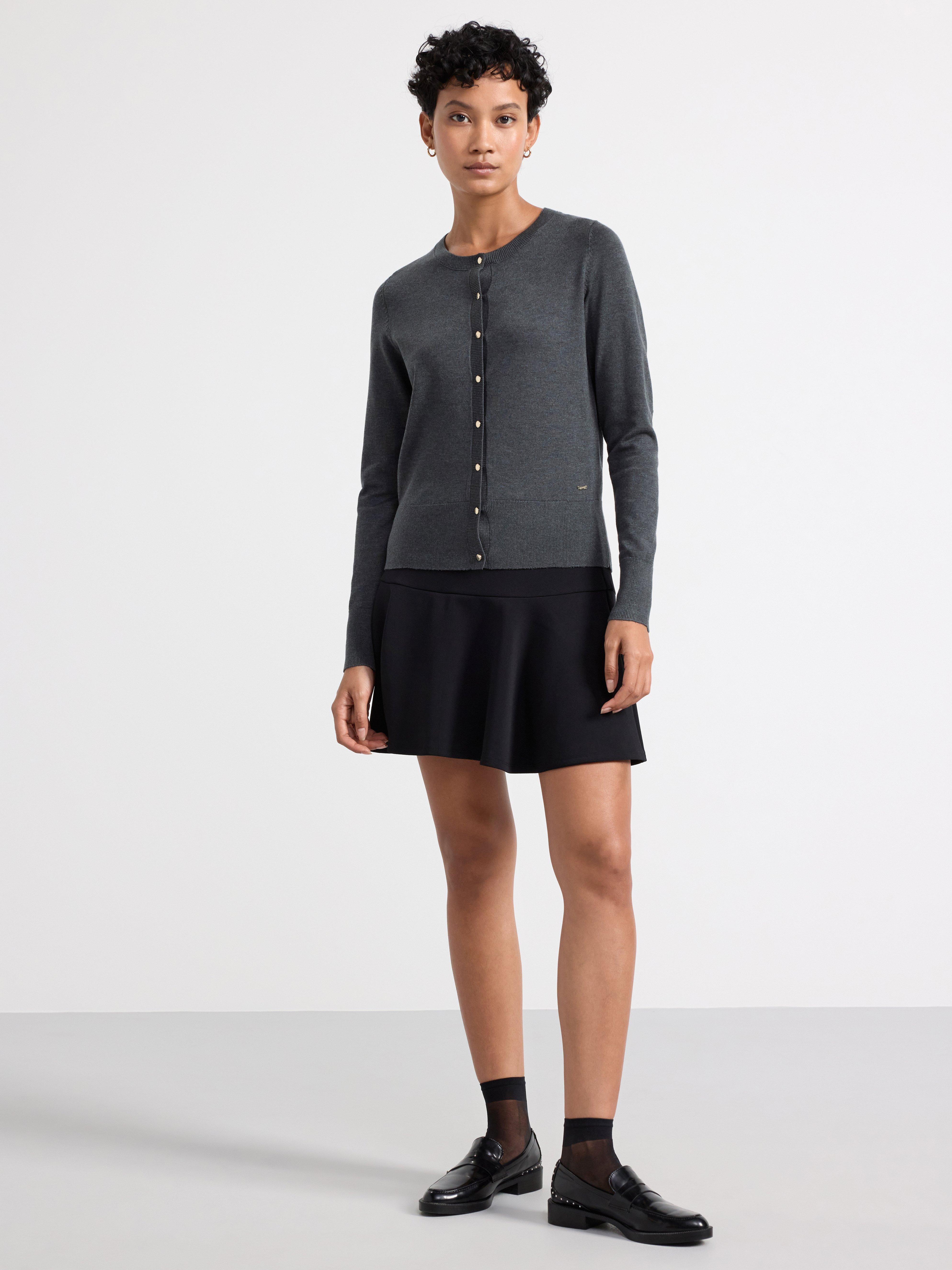 Fine-knit cardigan Dark Grey Melange