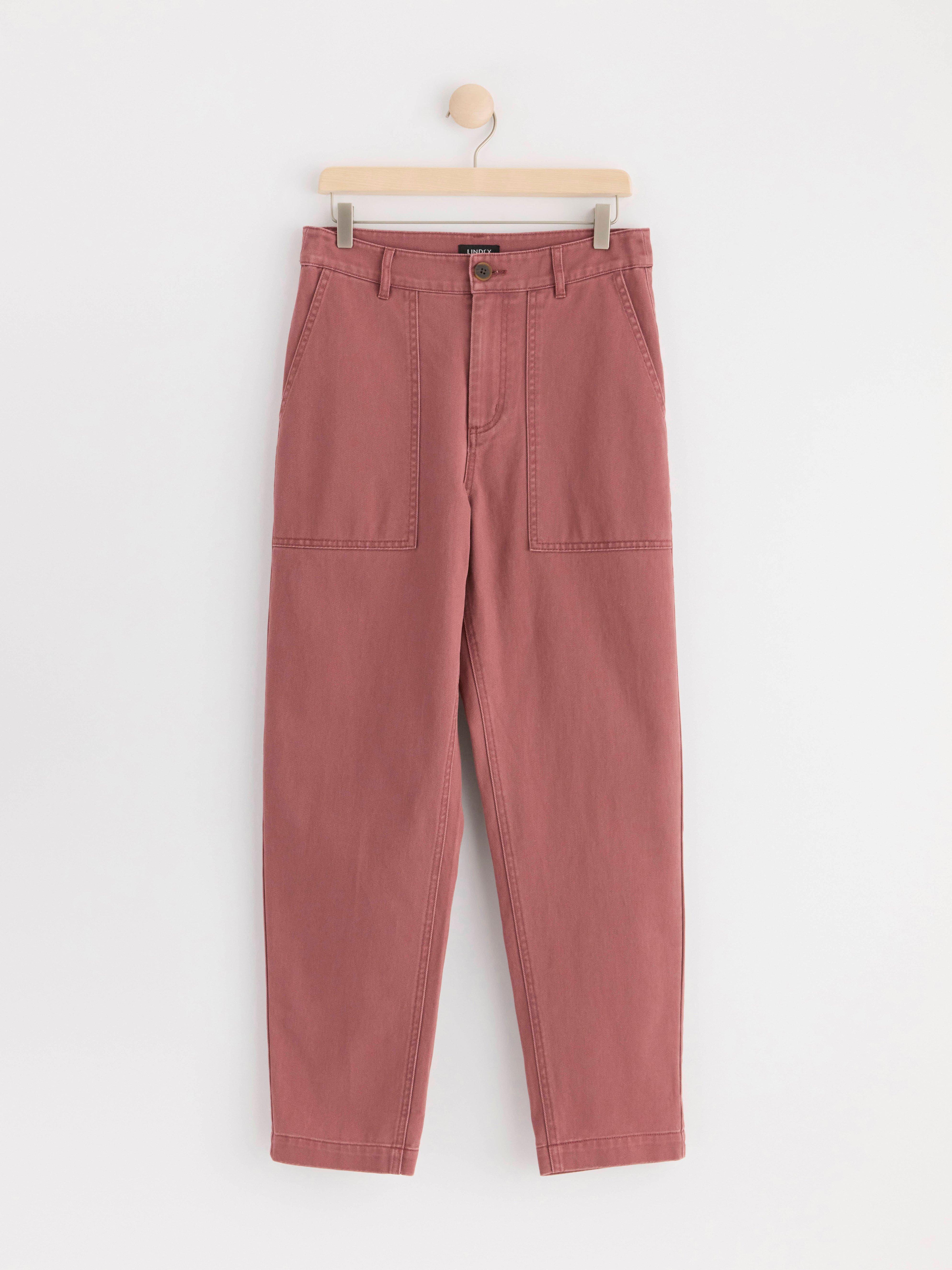 Tapered trousers with large pockets pink