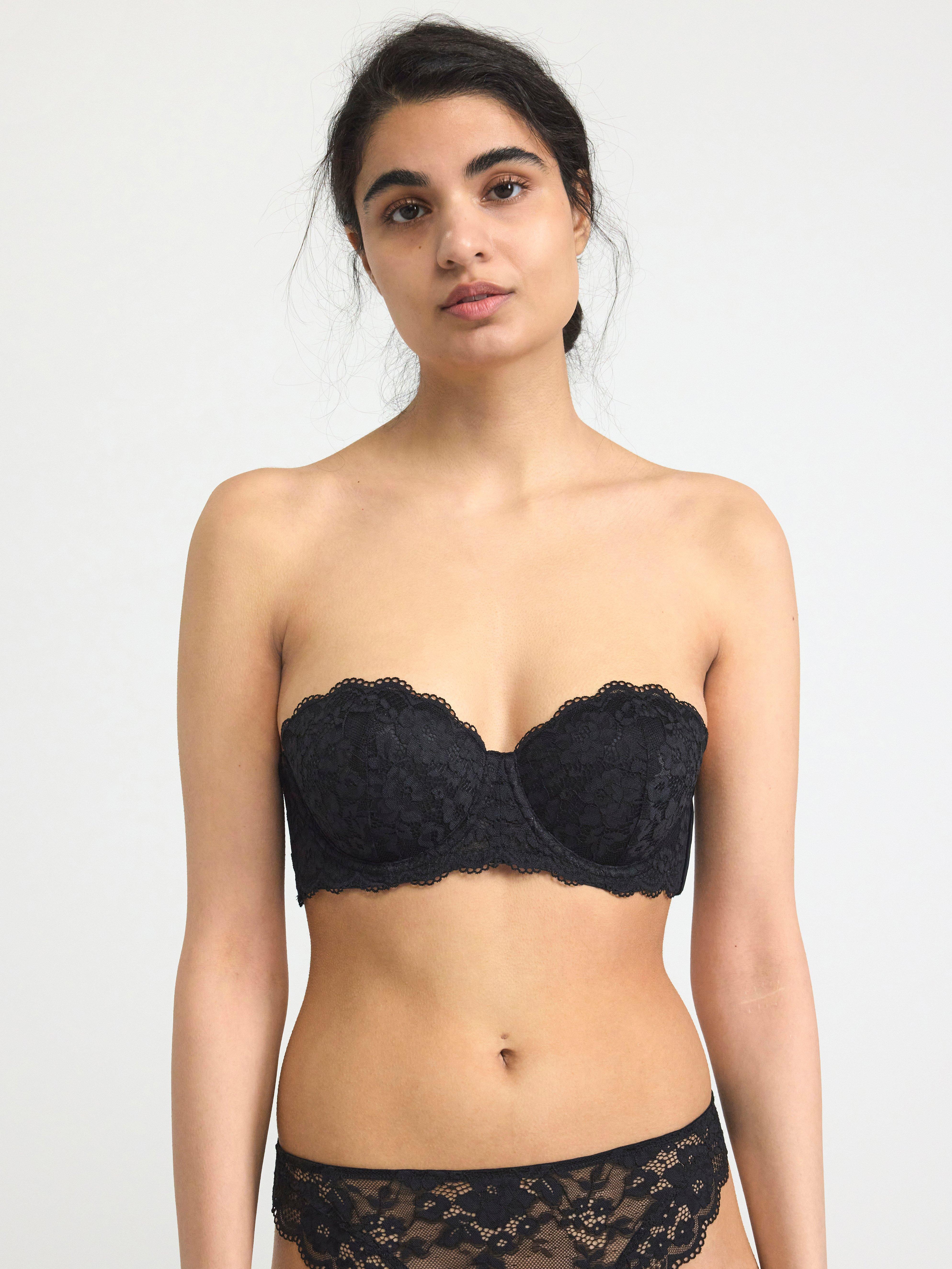 Björk strapless balconette bra with lace Black