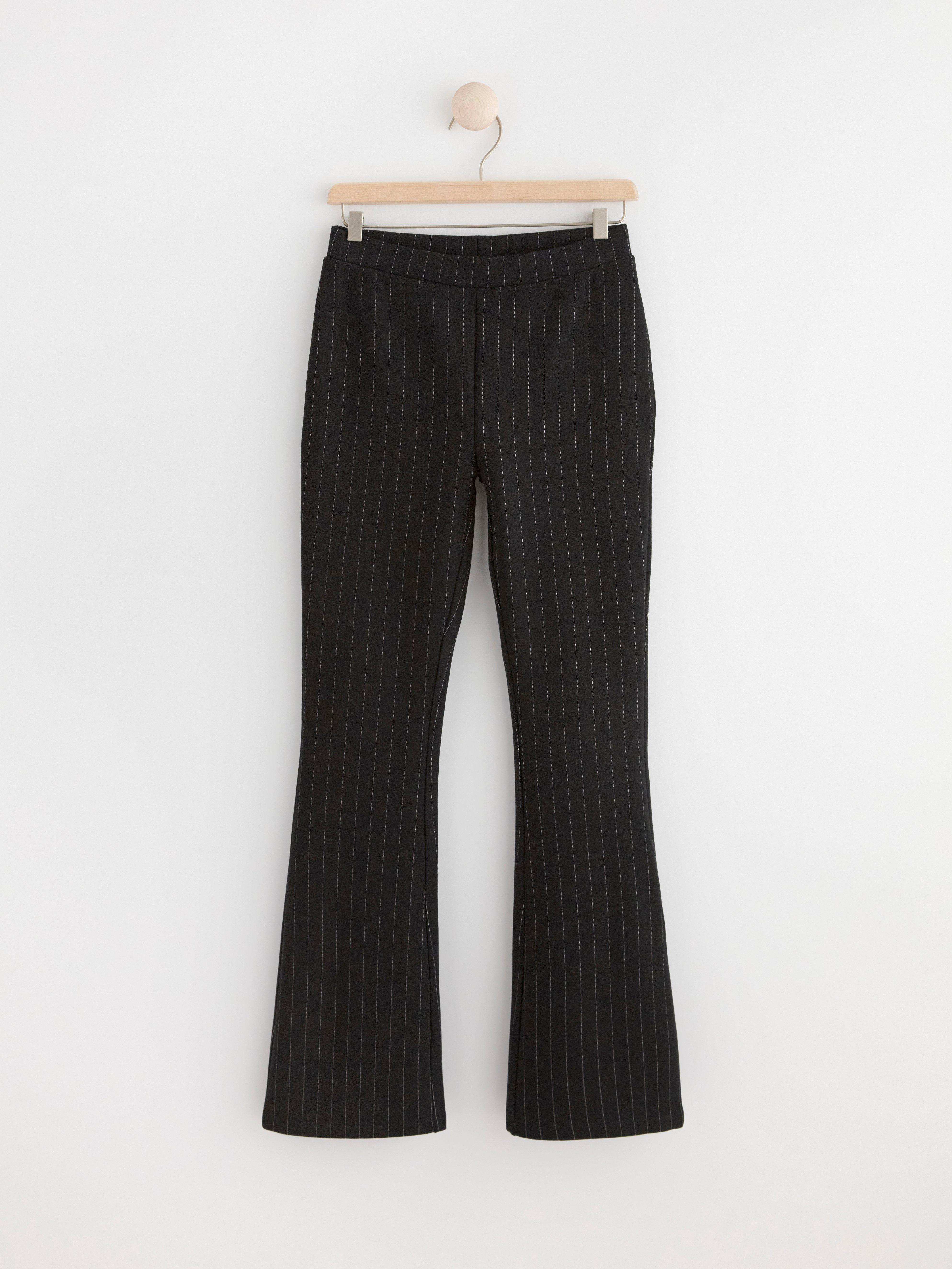 Flared trousers with stripes Black