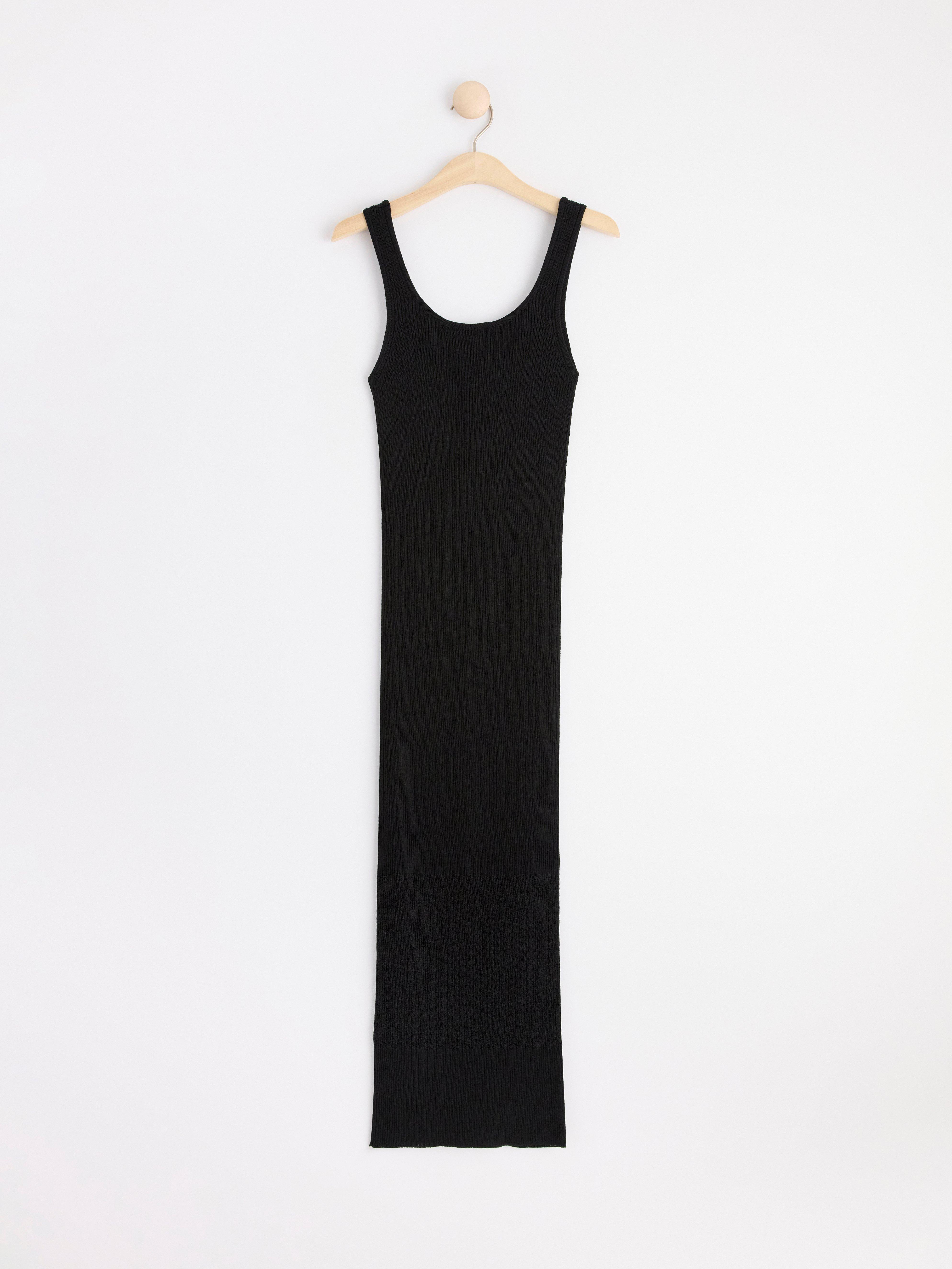 Knitted sleeveless midi dress Black