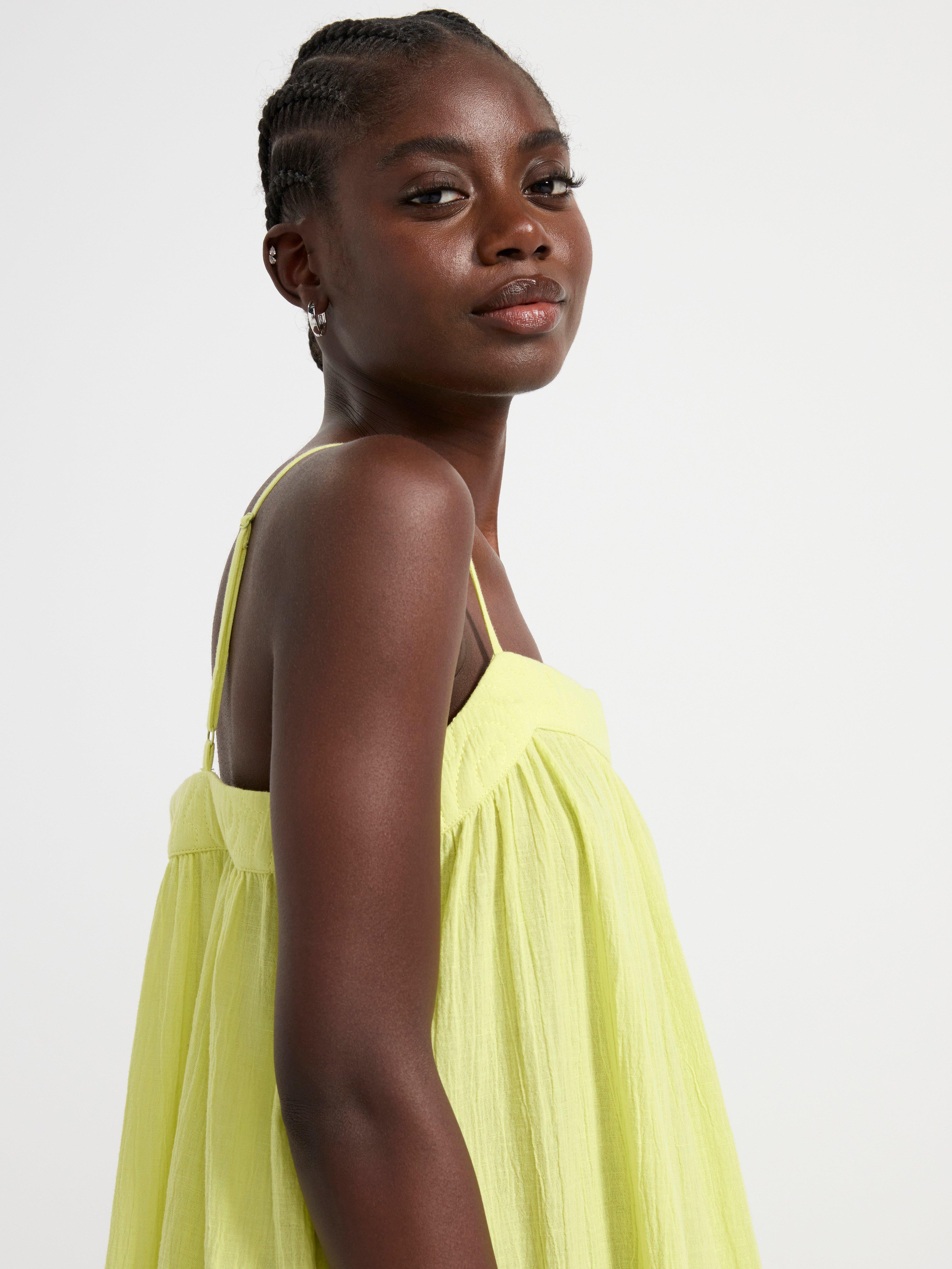 Sun dress in crinkled cotton green