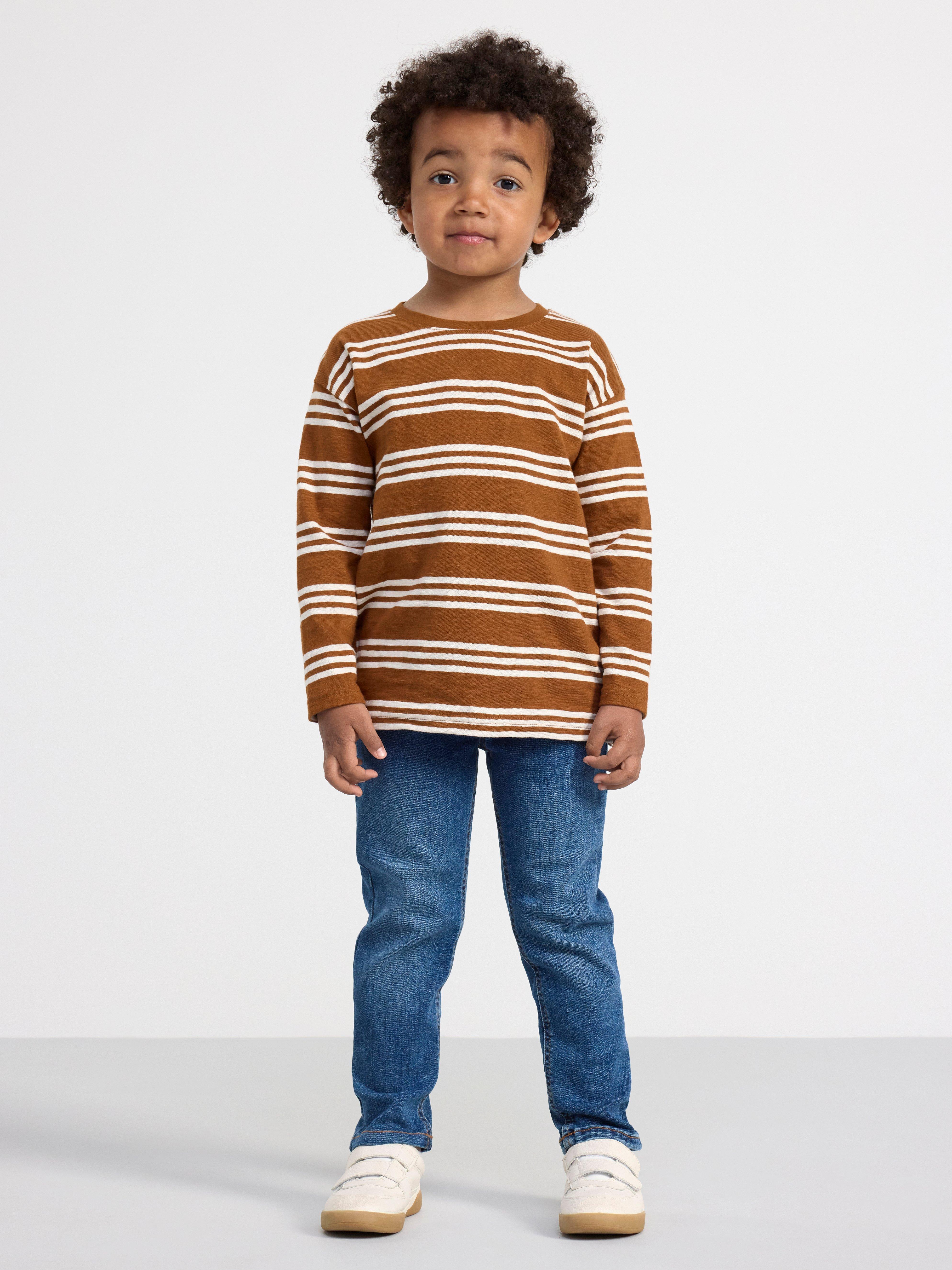 Long sleeve top with stripes Brown
