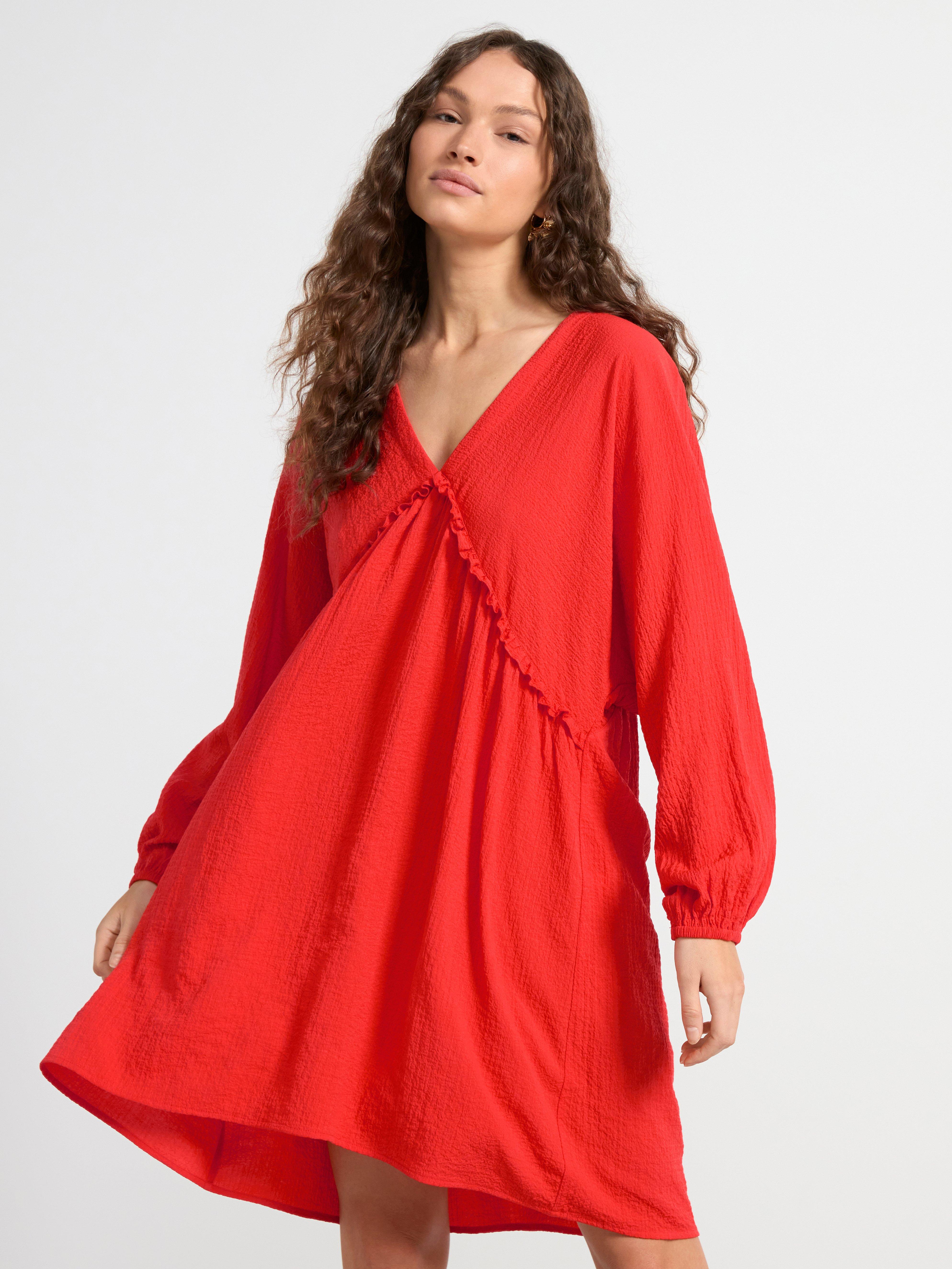 Mini dress with wide sleeves Red