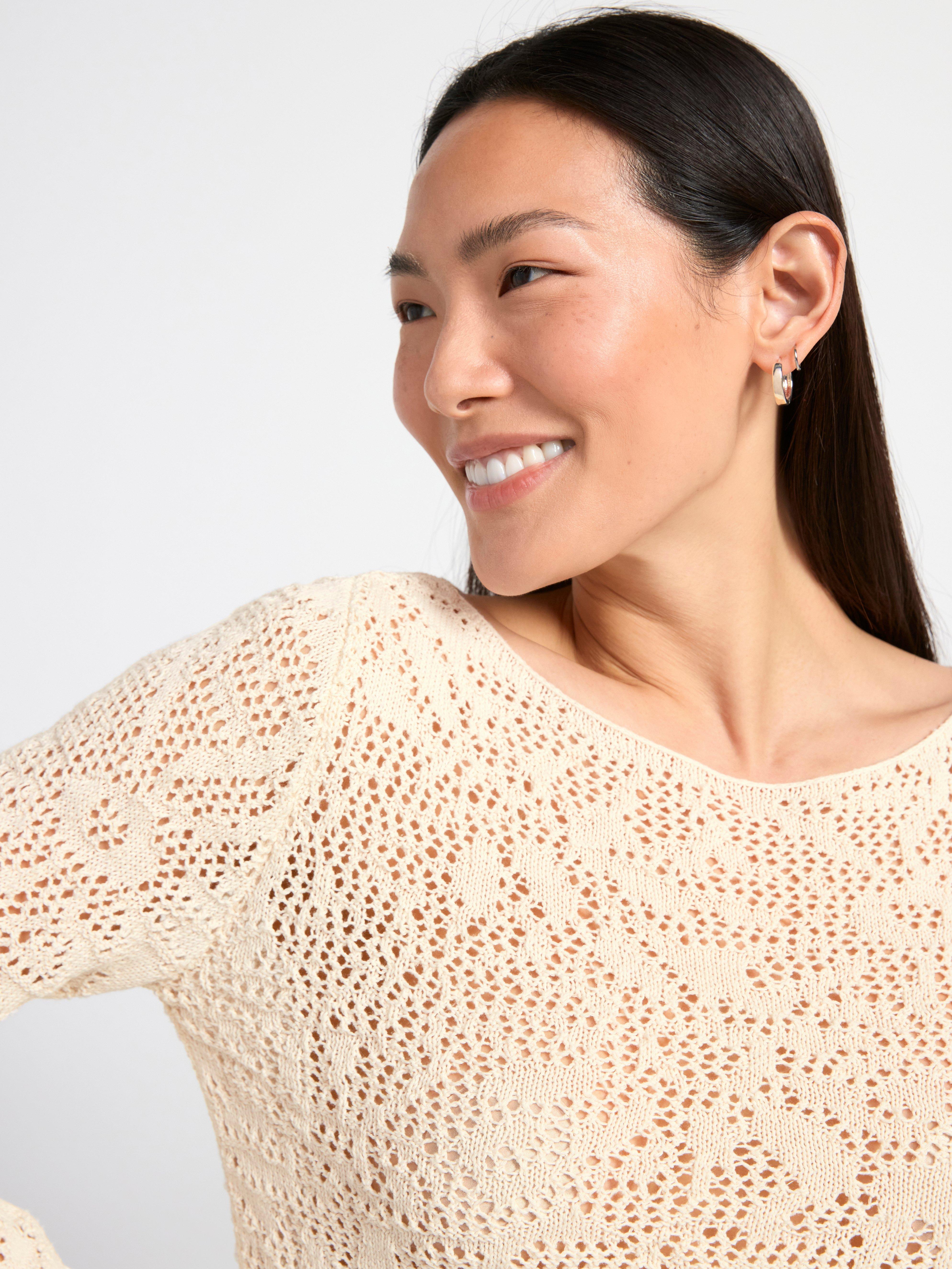 Long sleeve knitted top beige