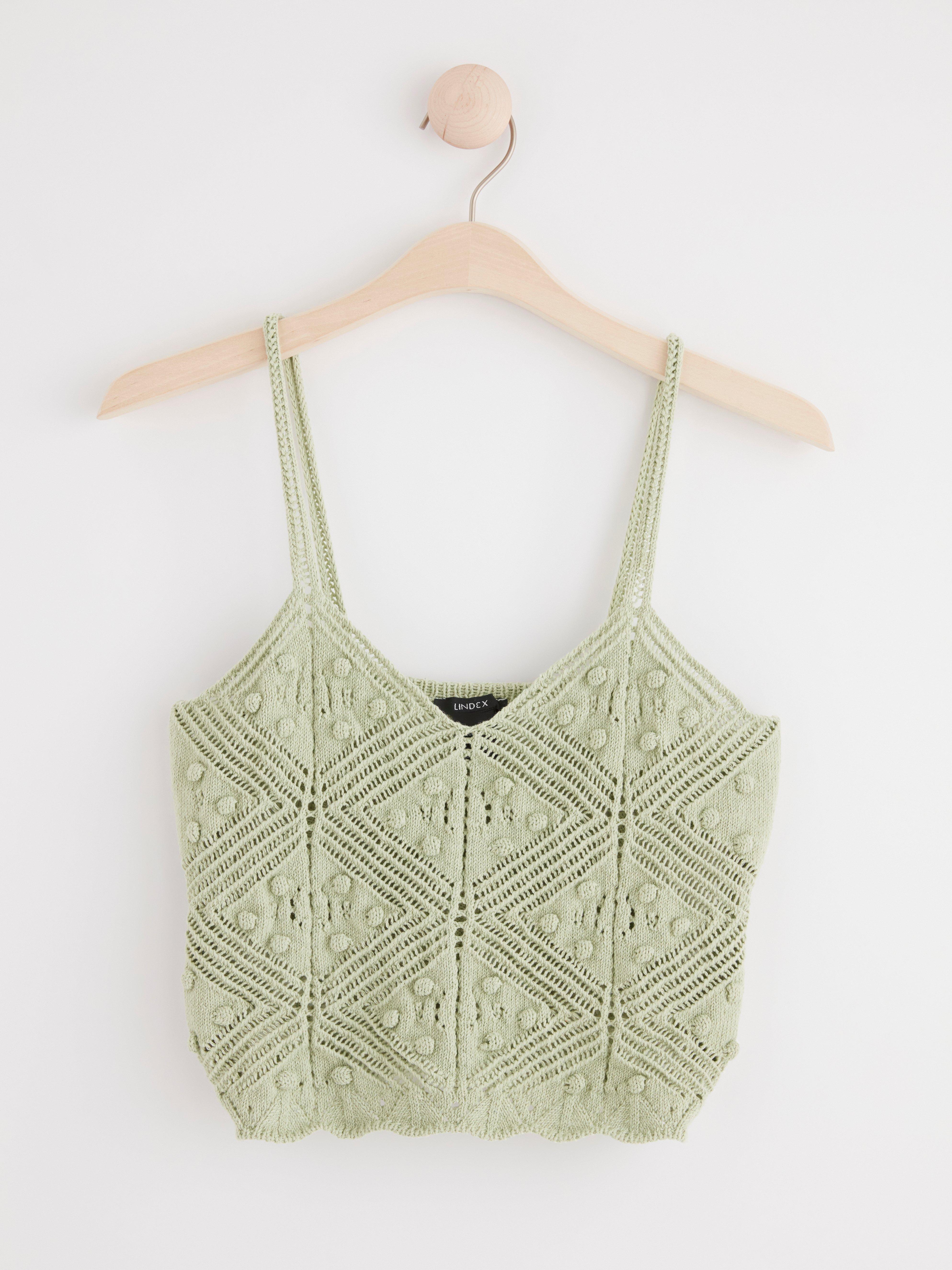 Short knitted camisole Light Dusty Green