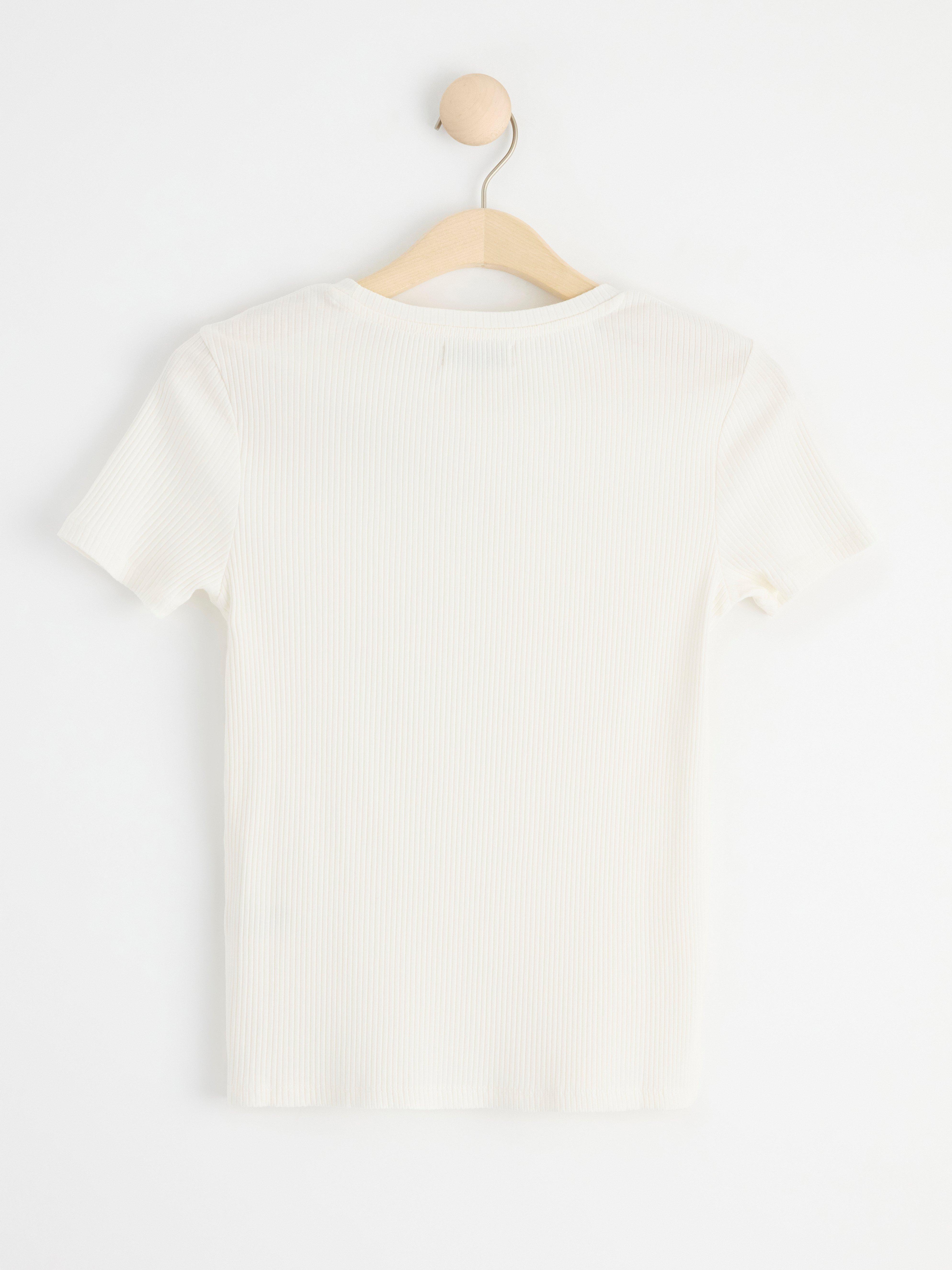 Ribbed short sleeve top Off White