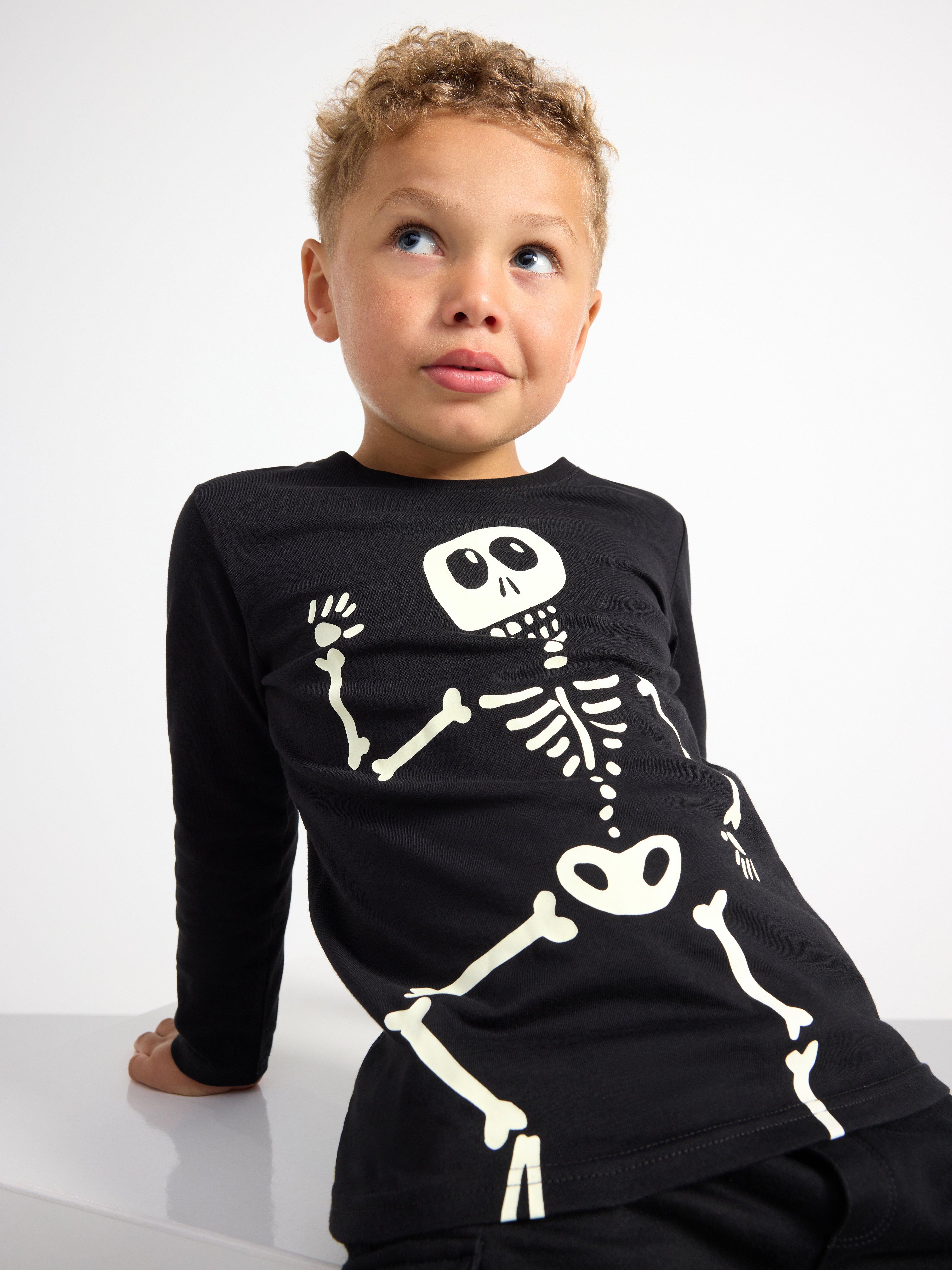Long sleeve top with skeleton Black