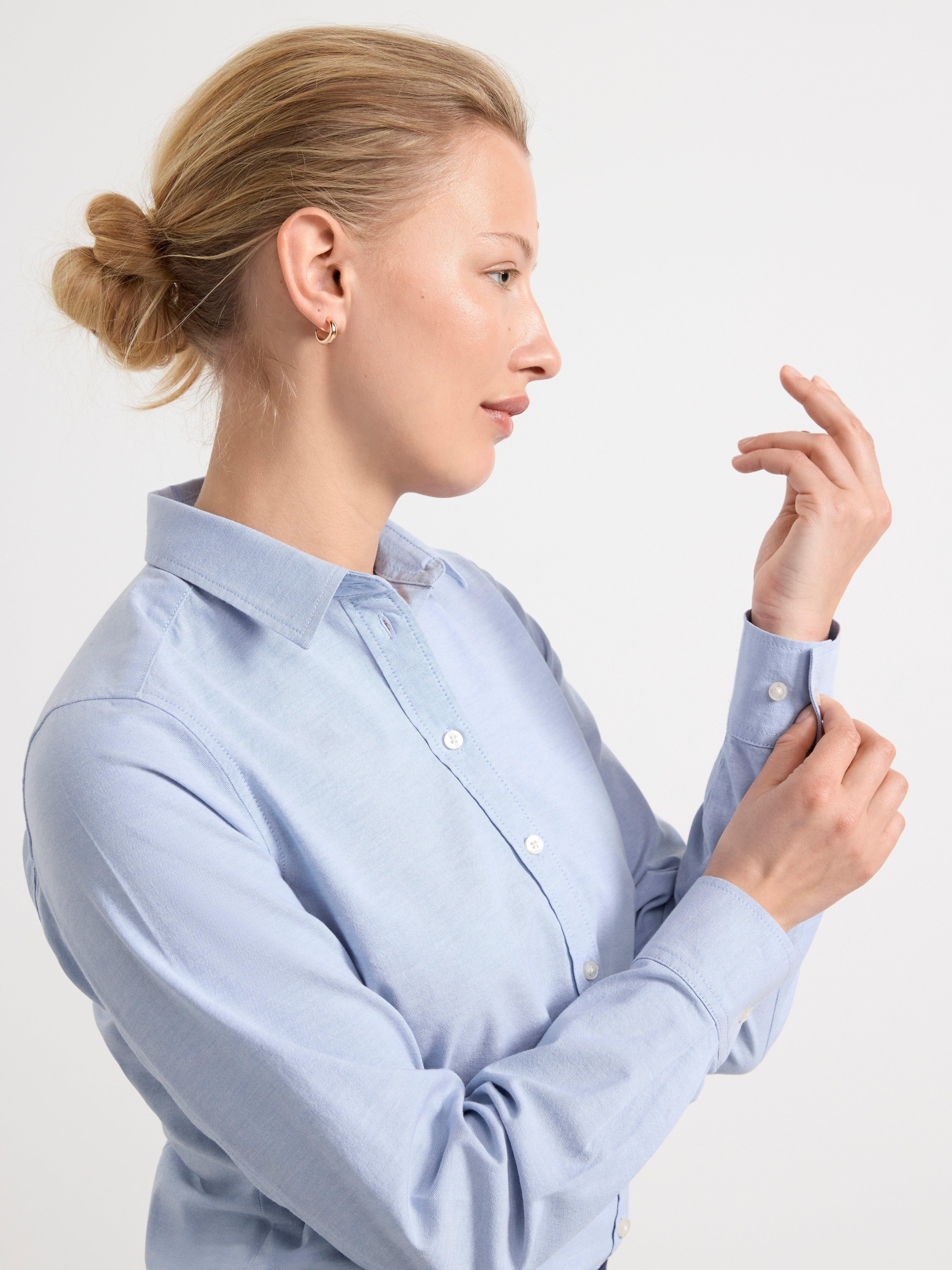Long sleeved oxford shirt chambray blue
