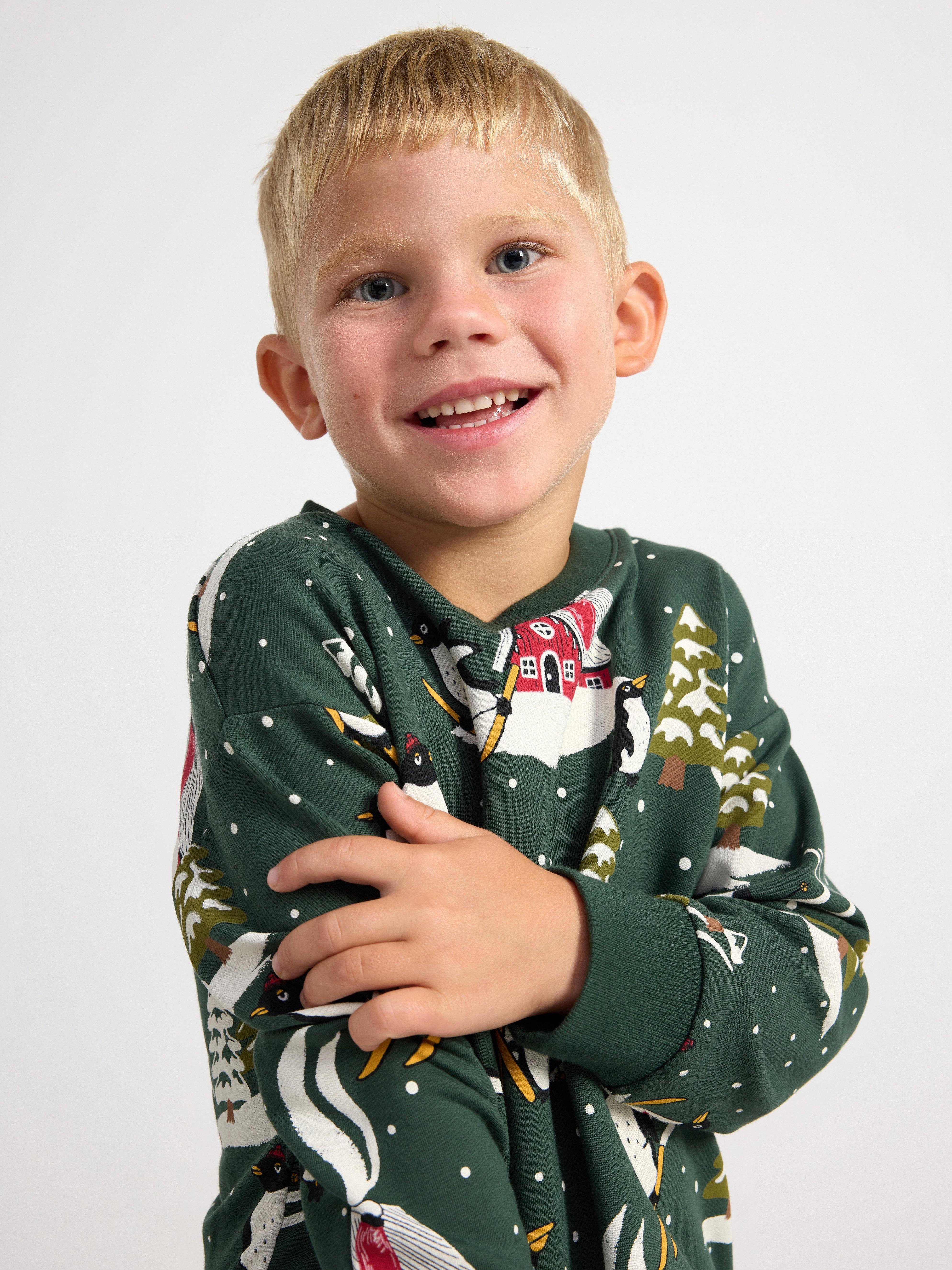 Sweatshirt with penguins Dark Dusty Green