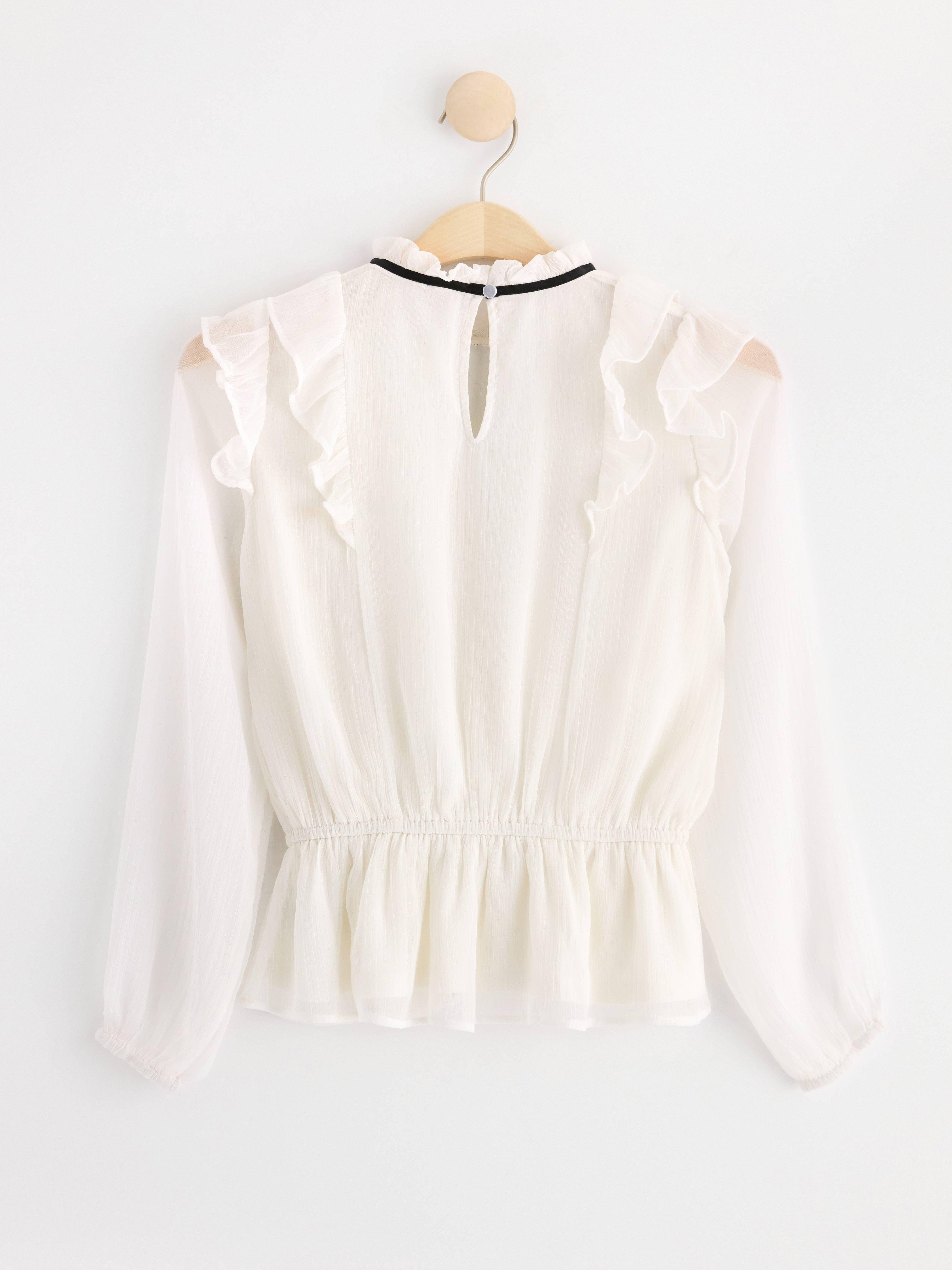 Blouse in chiffon with bow Light Dusty White