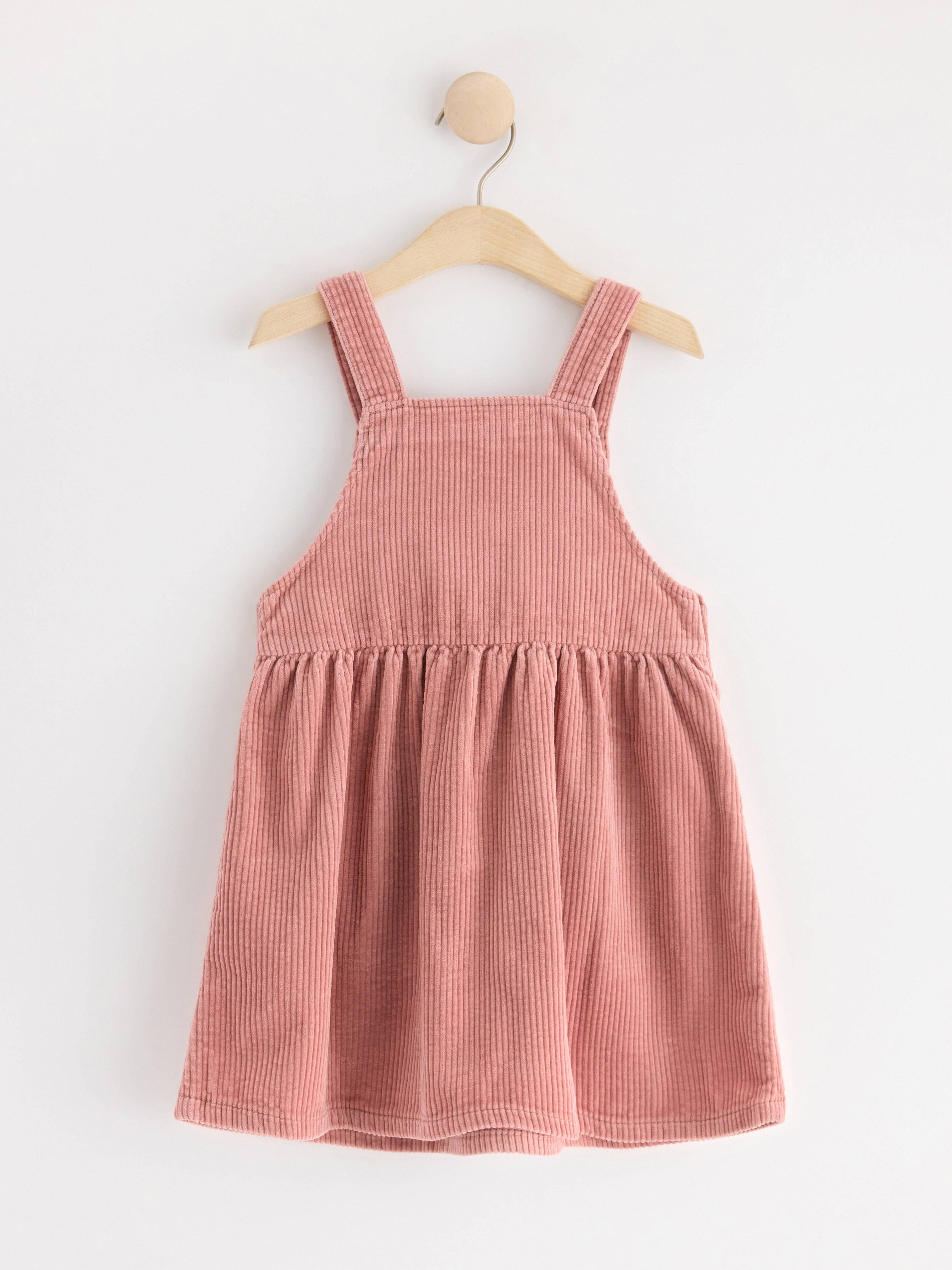 Bib dress in corduroy Dusty Pink