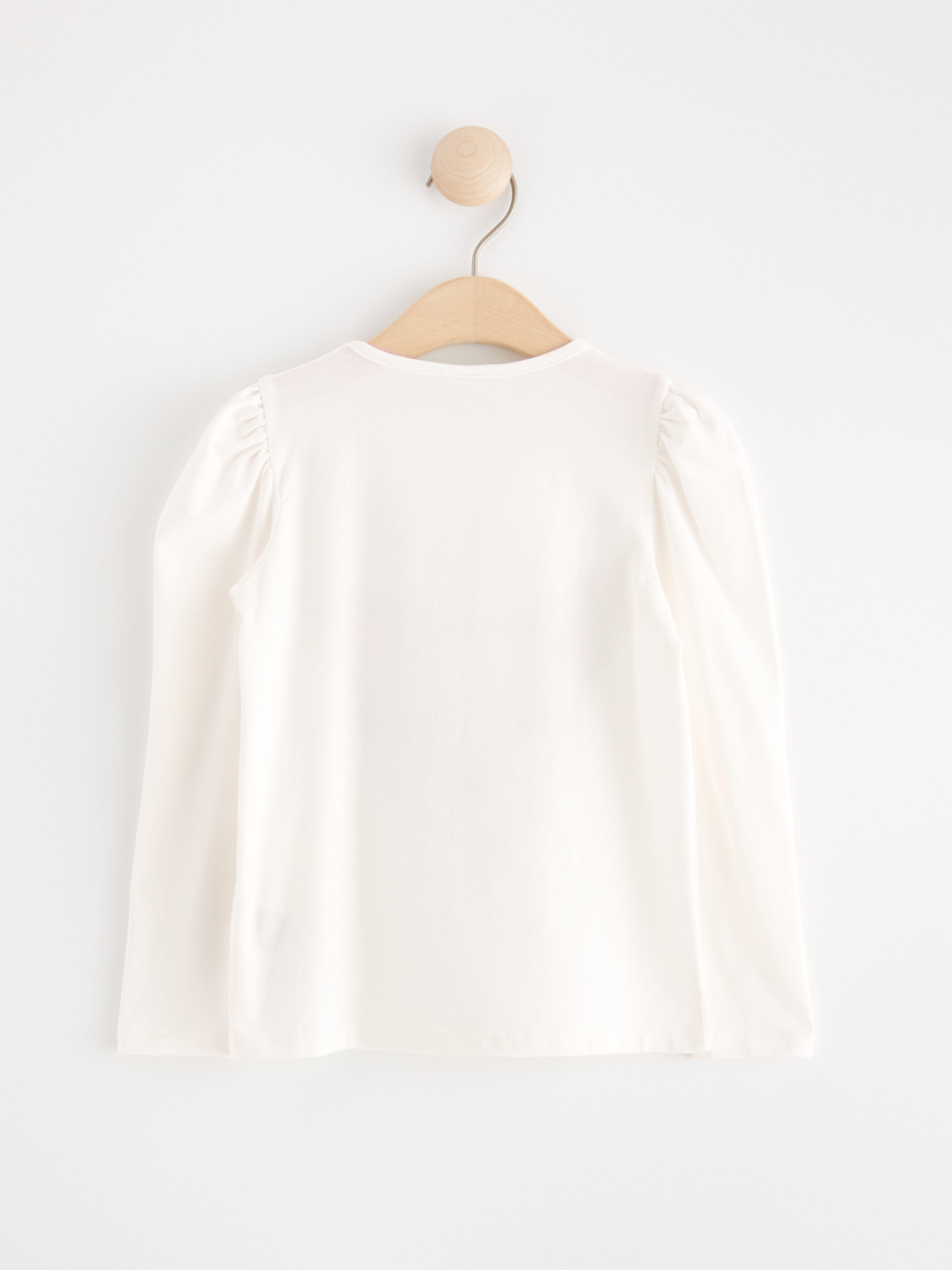 Long sleeve top with animal application Light Dusty White