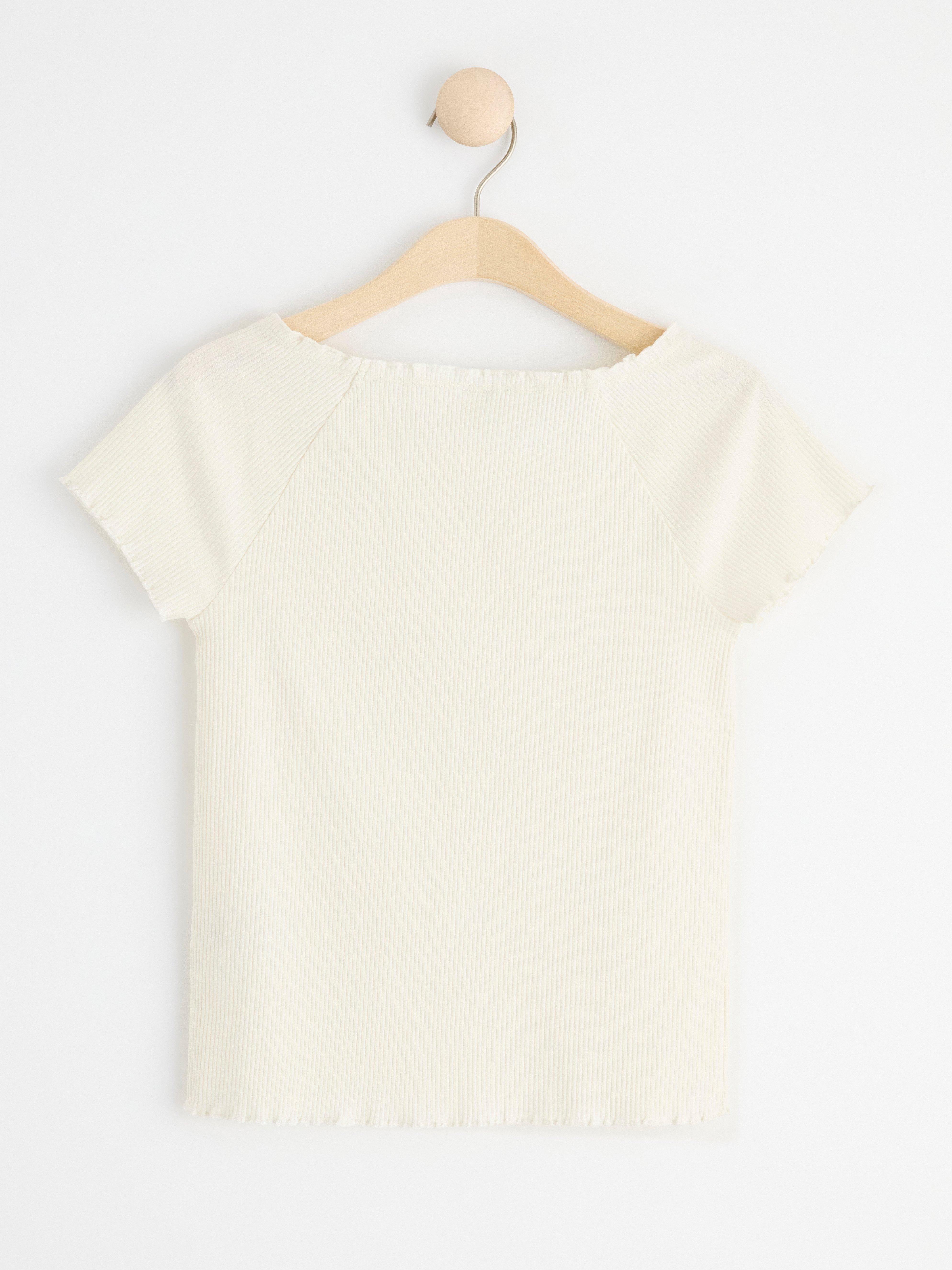 Ribbed short sleeve top Off White