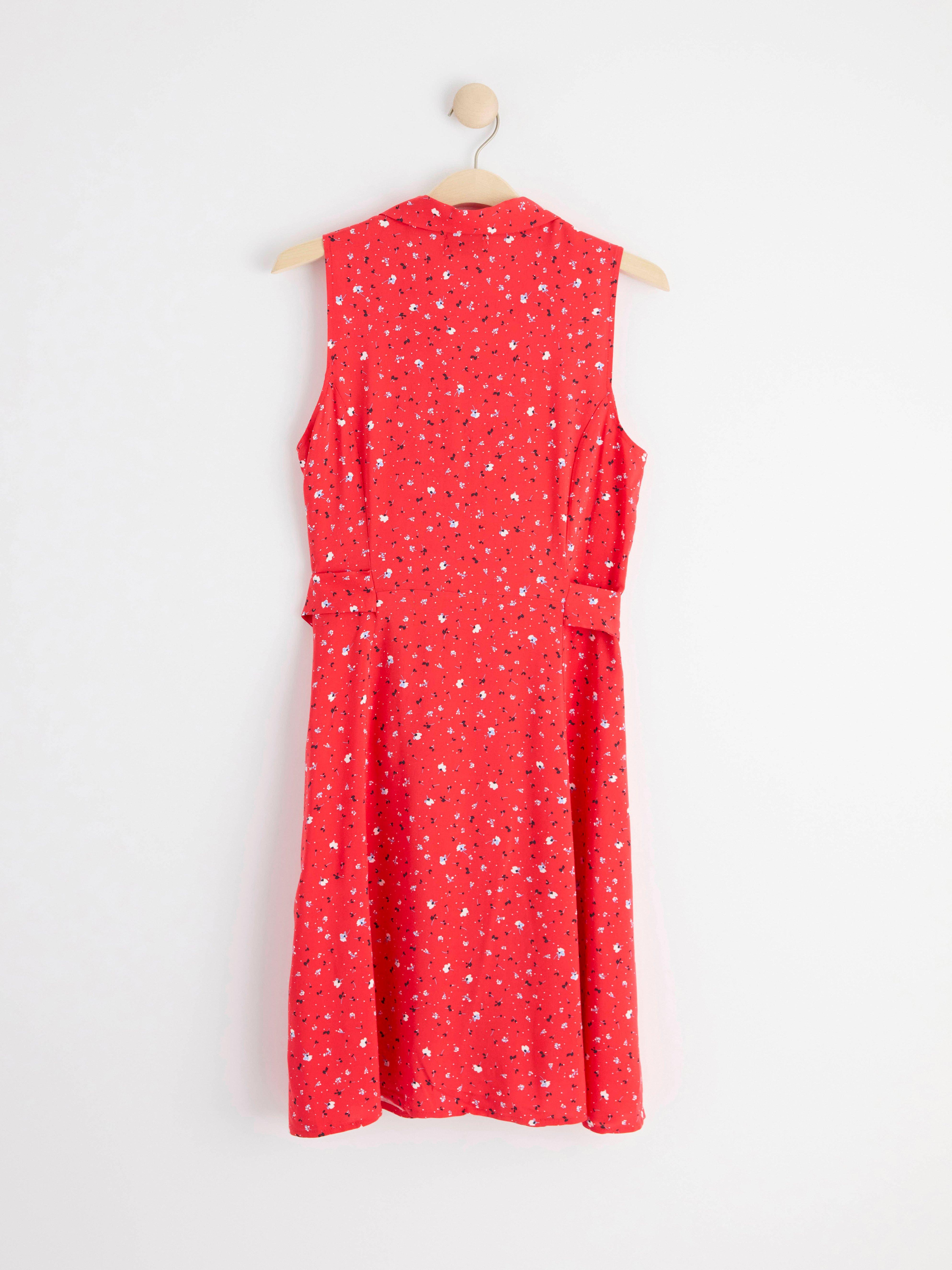 Collared sleevless mini dress Red