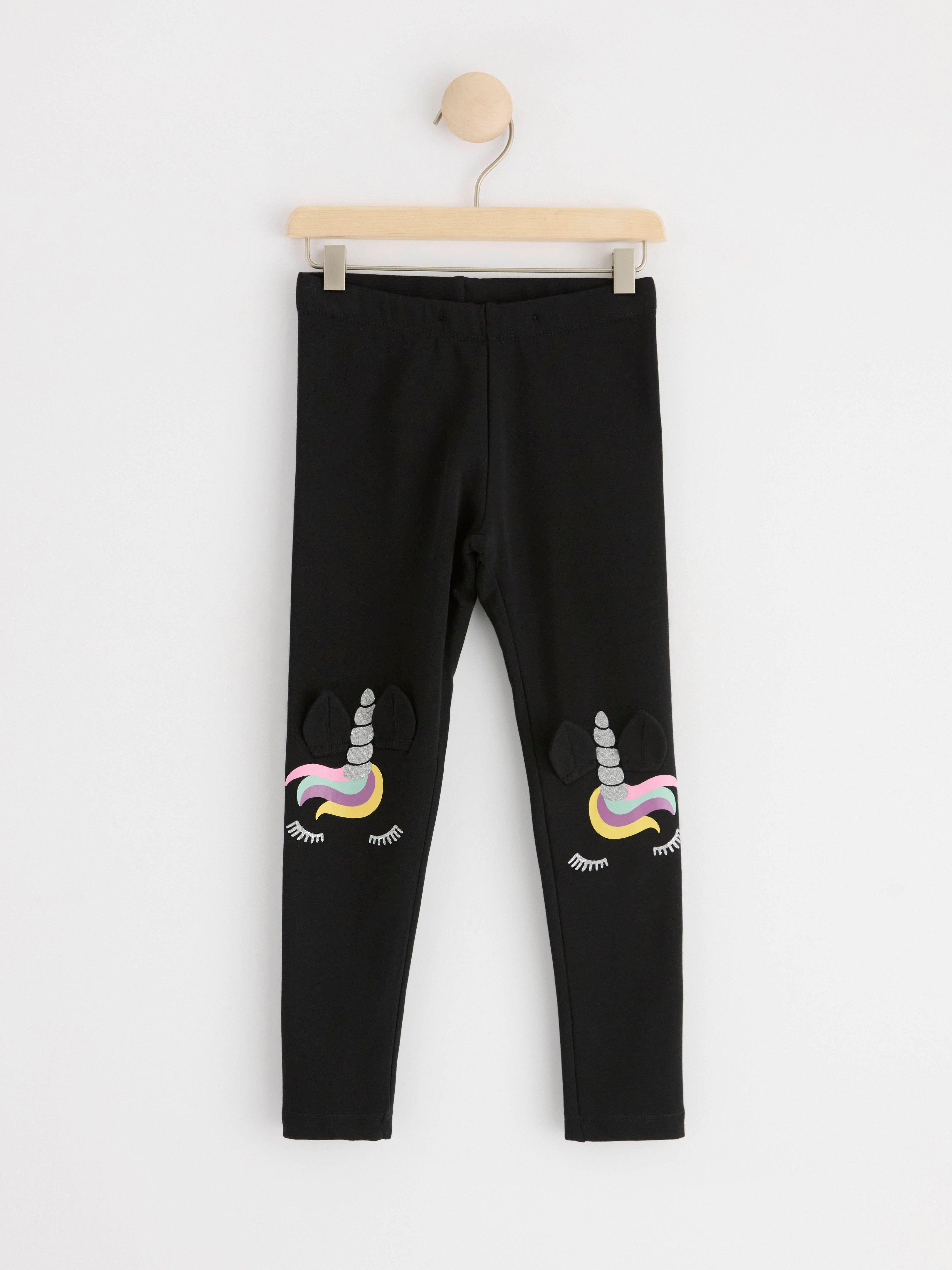 Leggings with unicorns Black