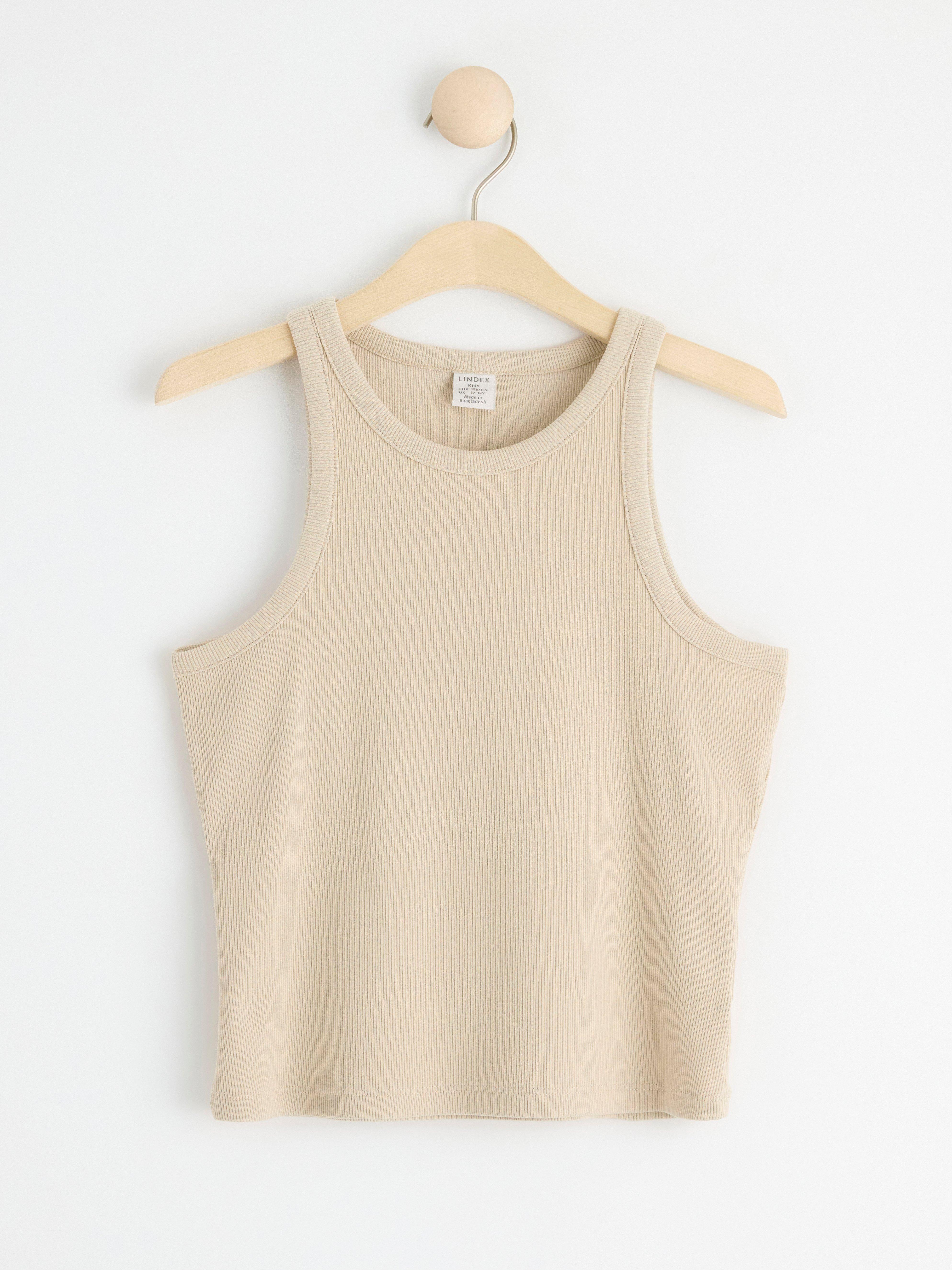 Ribbed tank top Light Beige