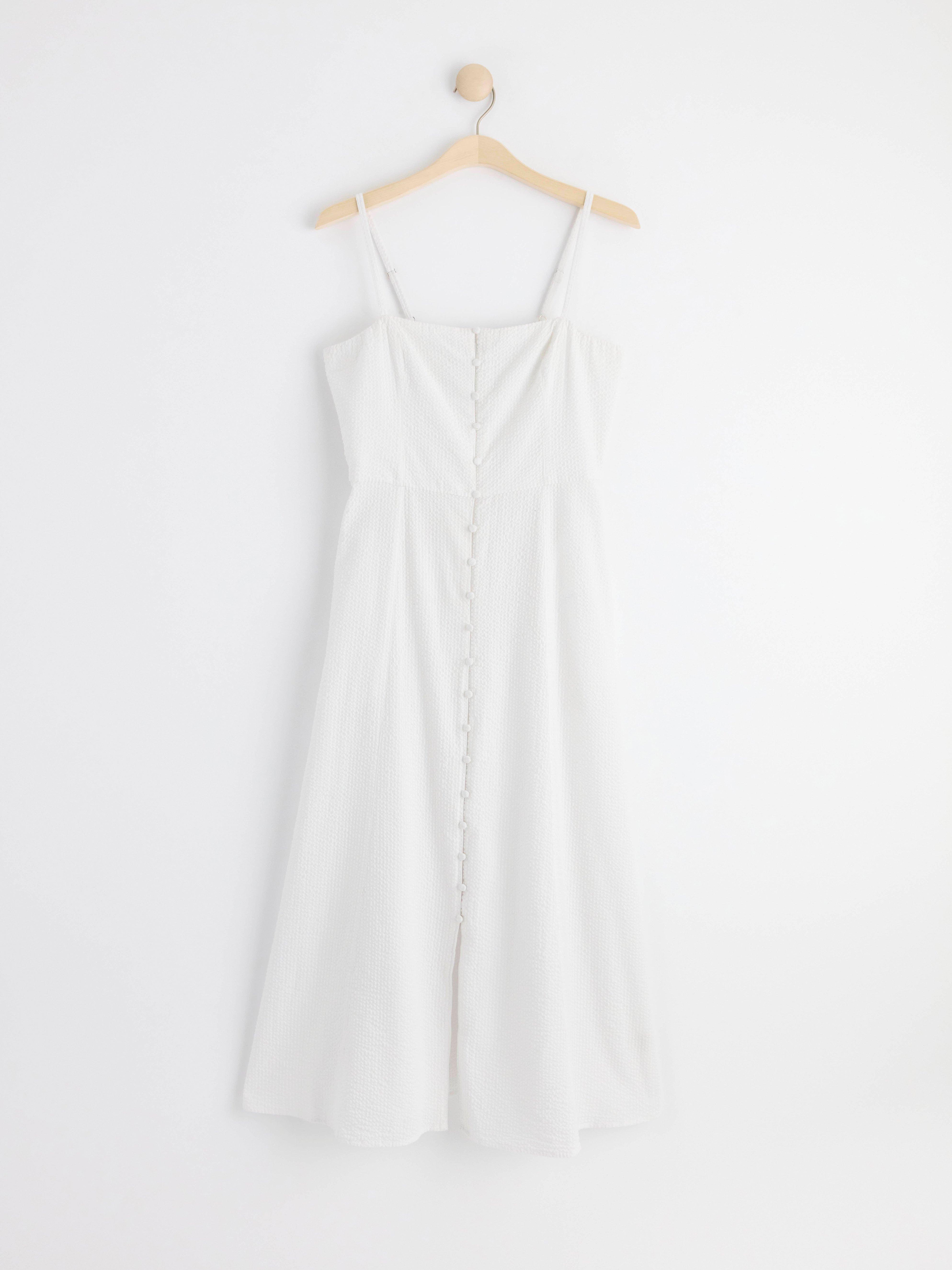 Sleeveless seersucker dress White