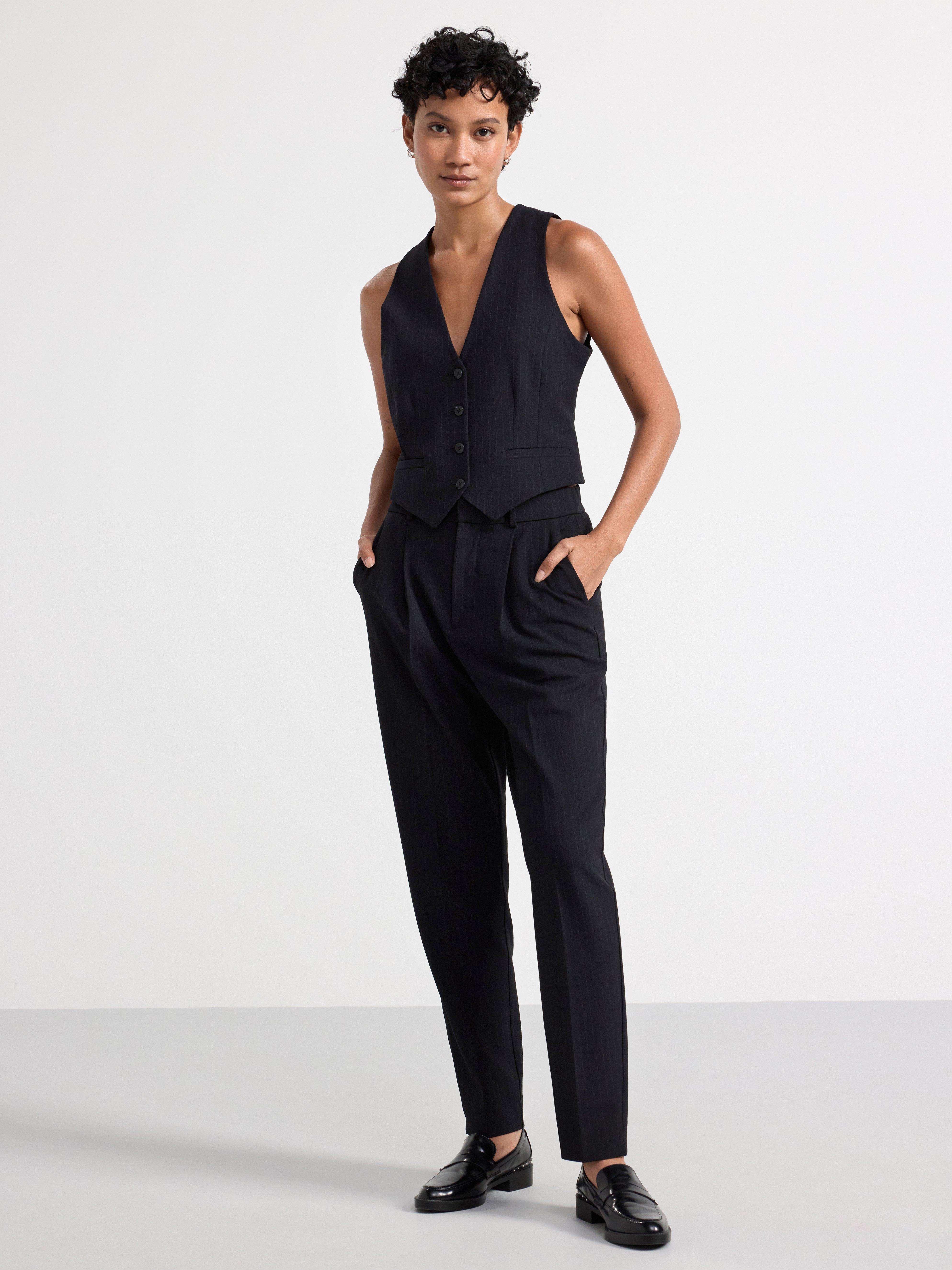 Pinstriped Trousers Black