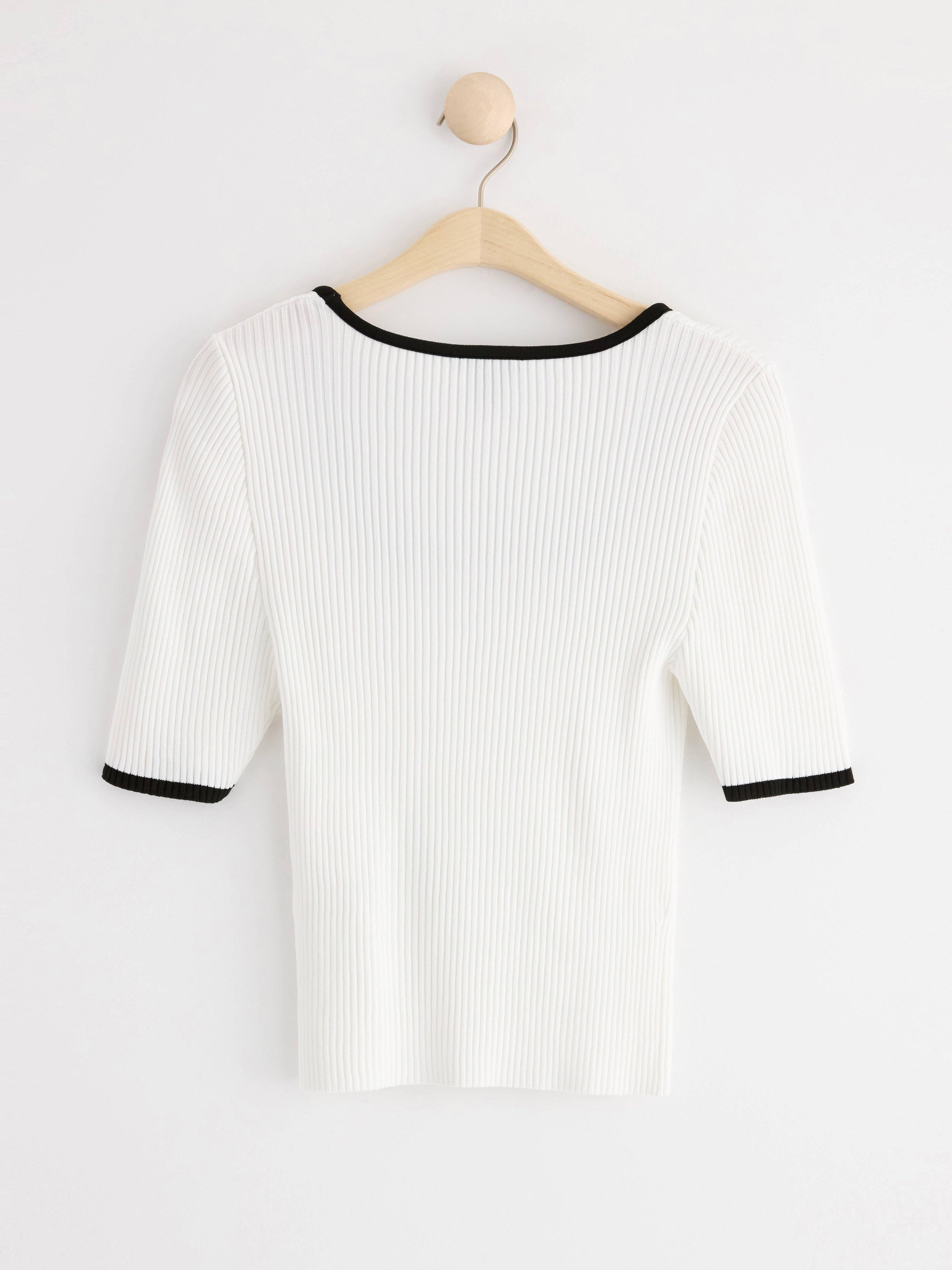 Short sleeve rib-knit jumper Light White