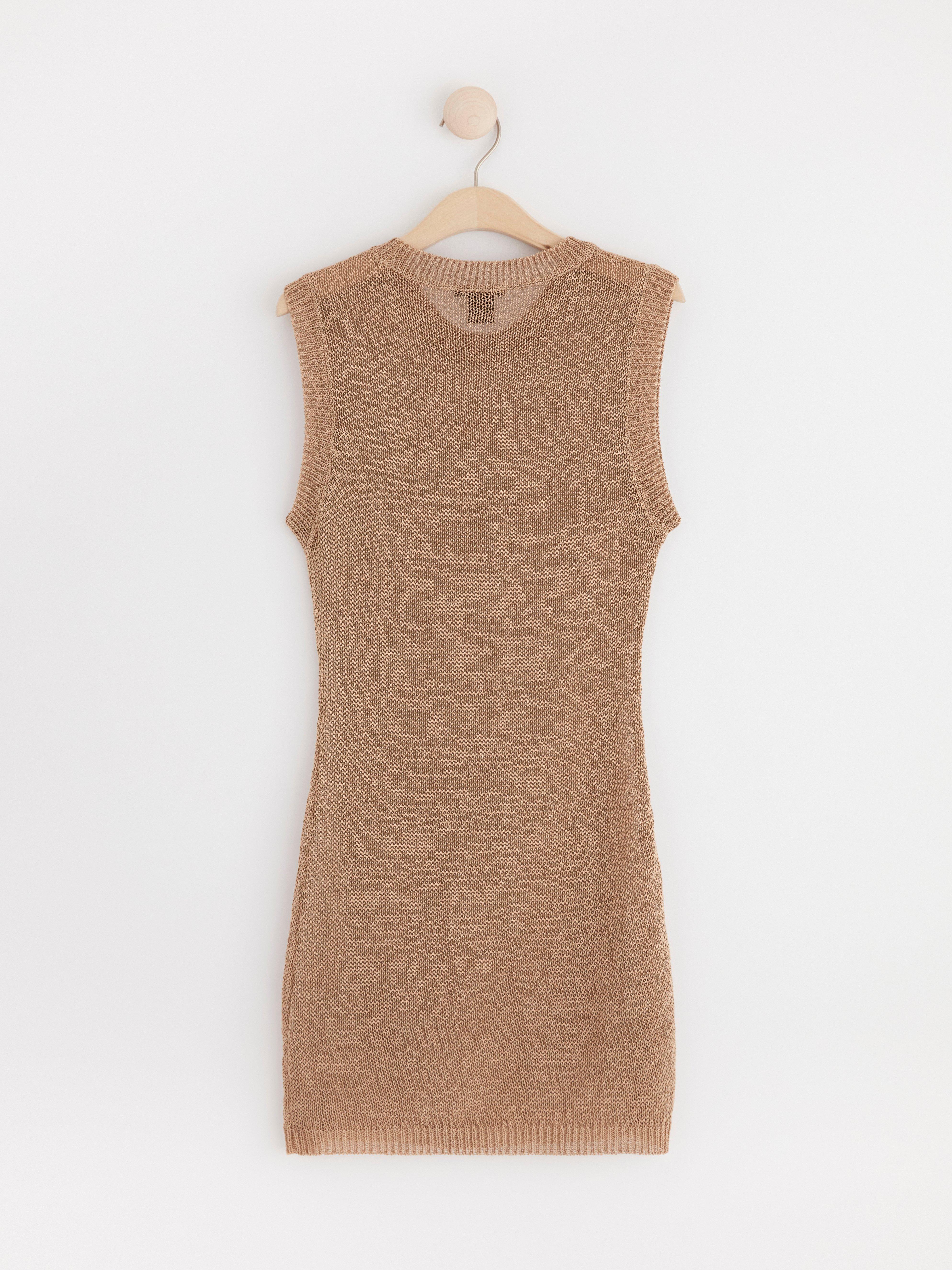 Knitted sleeveless tunic brown