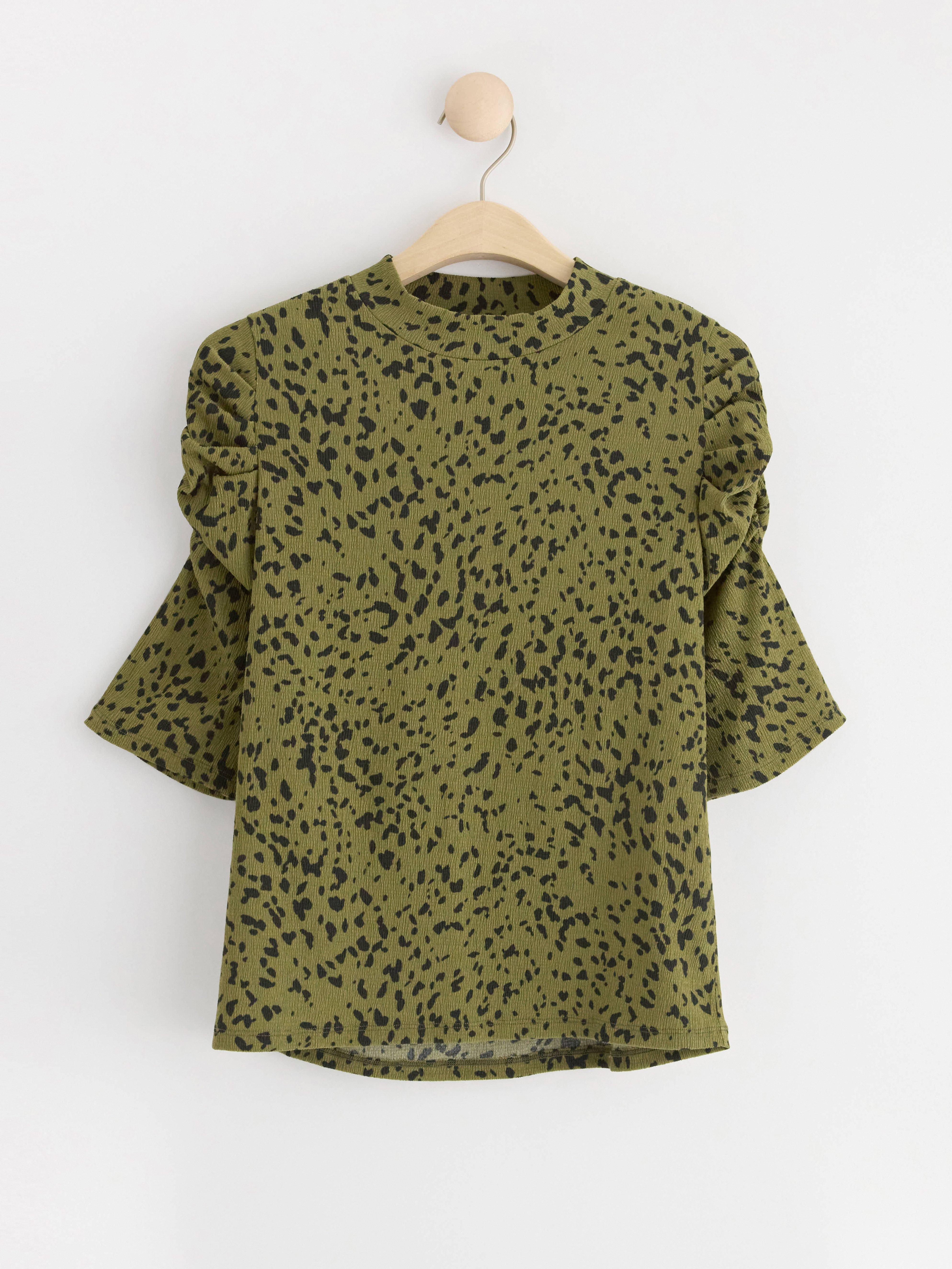 Top with puff sleeves Dark Green