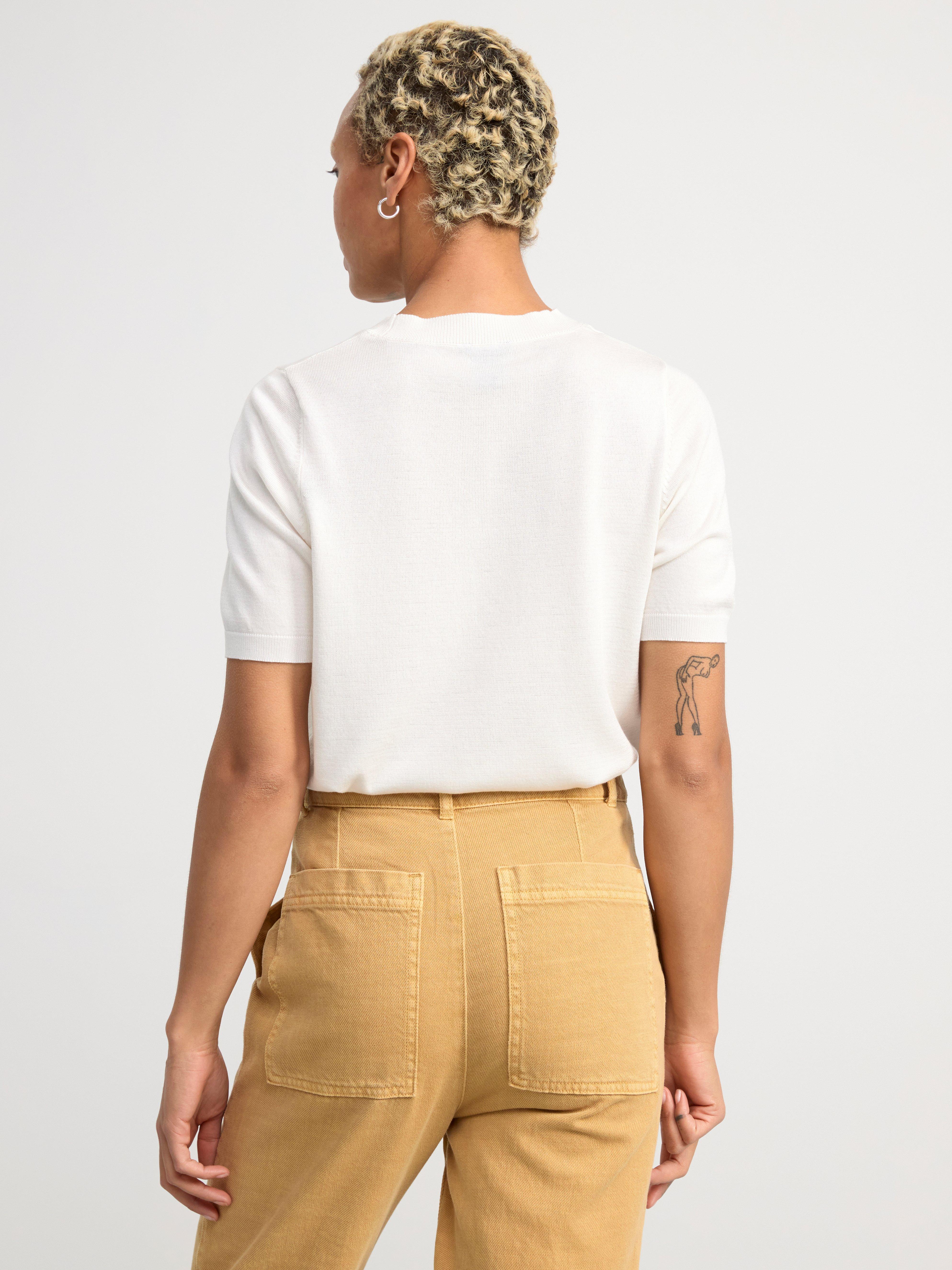 Fine-knit short sleeve jumper Off White