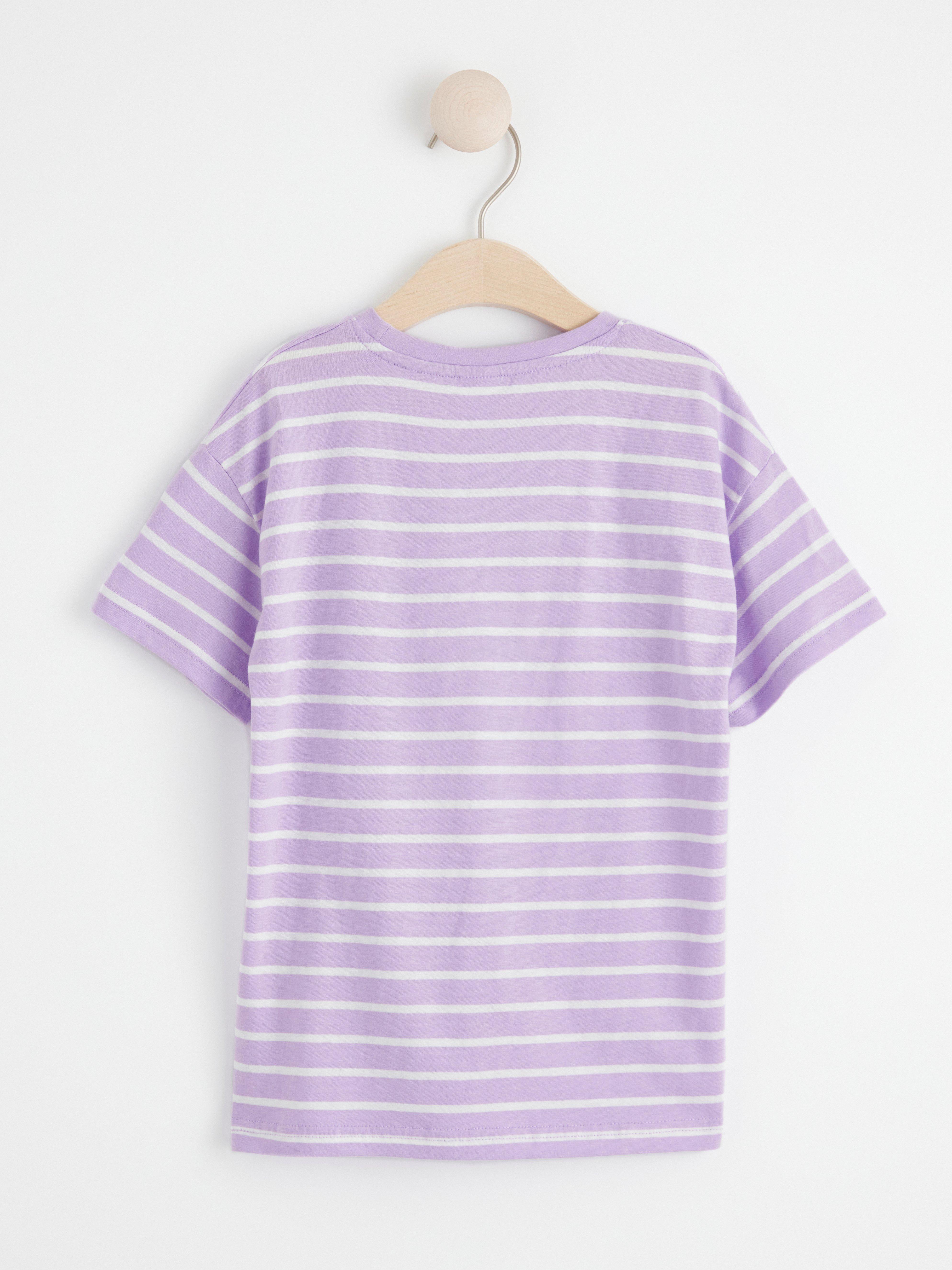 Oversize t-shirt with stripes Light Lilac