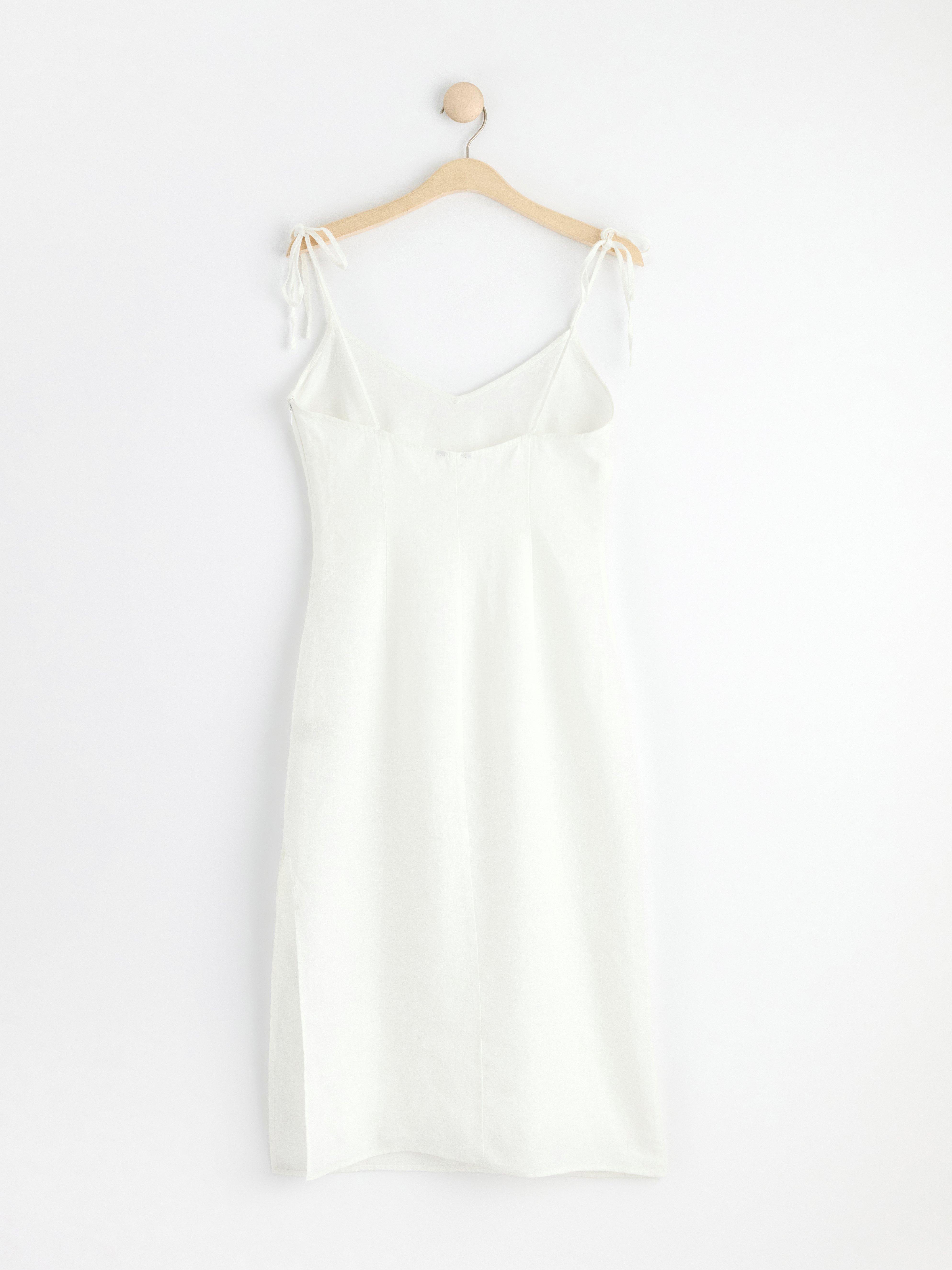 Sleeveless linen midi dress White