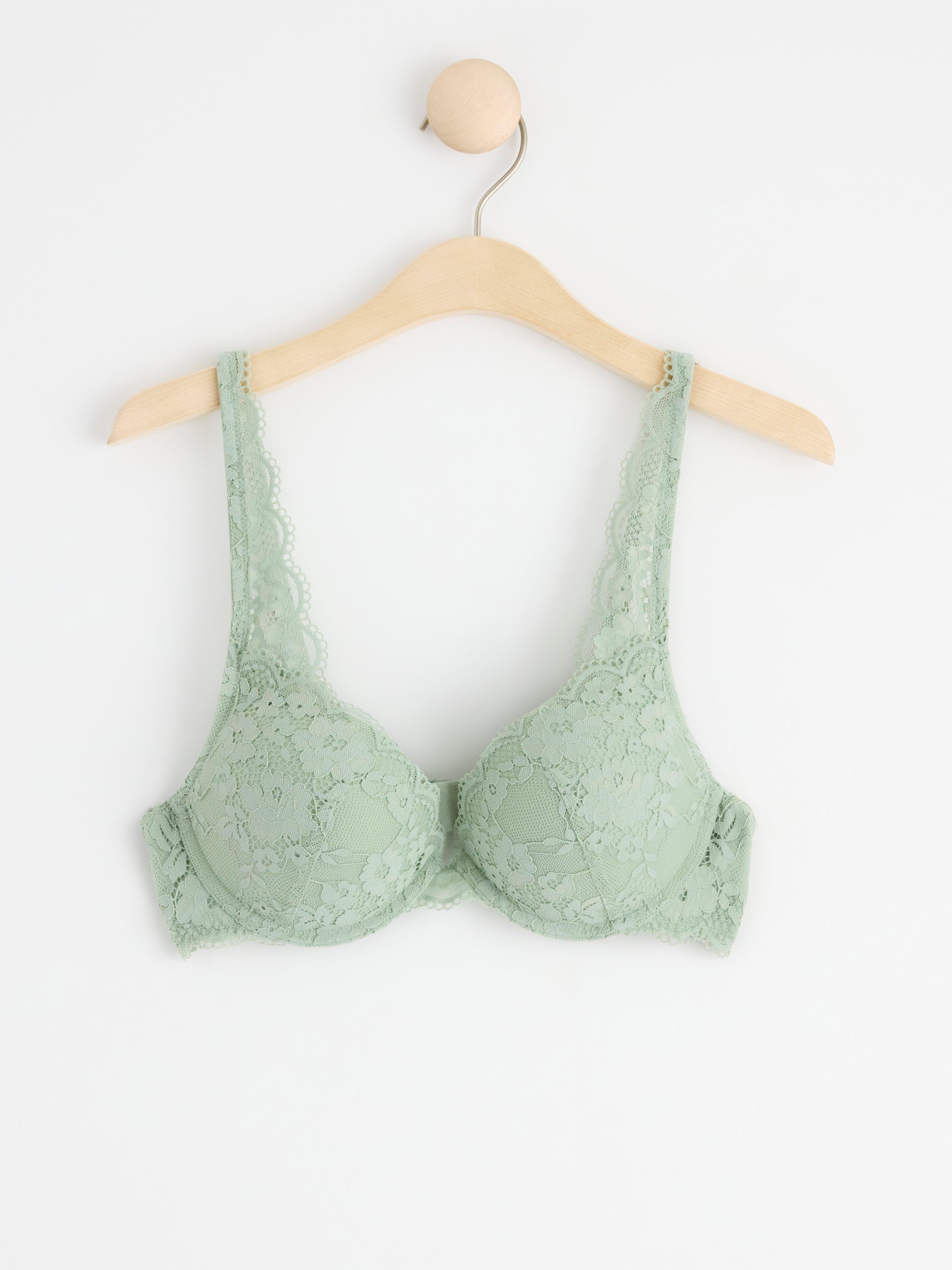 Malva push-up bra with lace Light Dusty Green