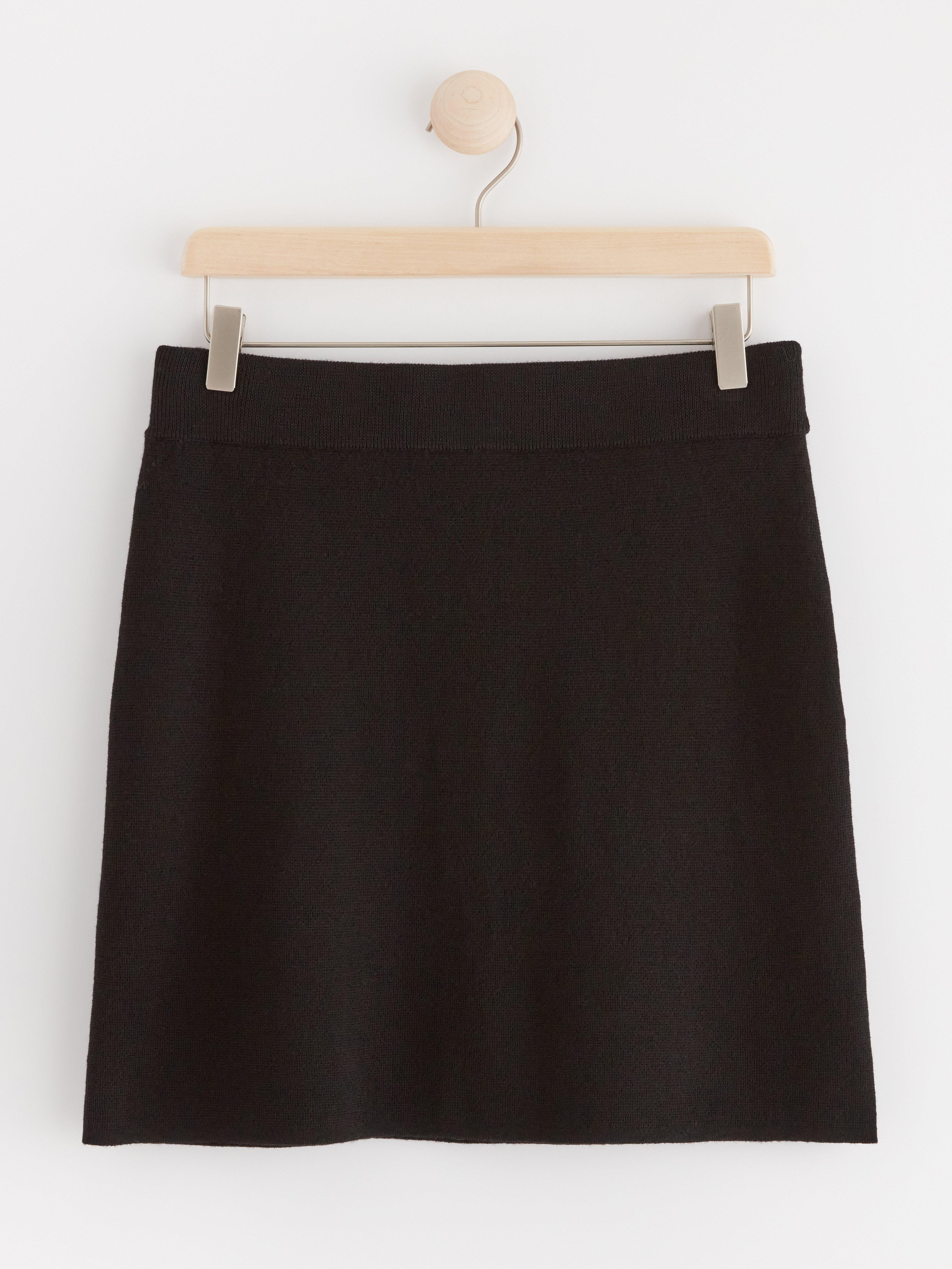 Knitted mini skirt in merino wool Black