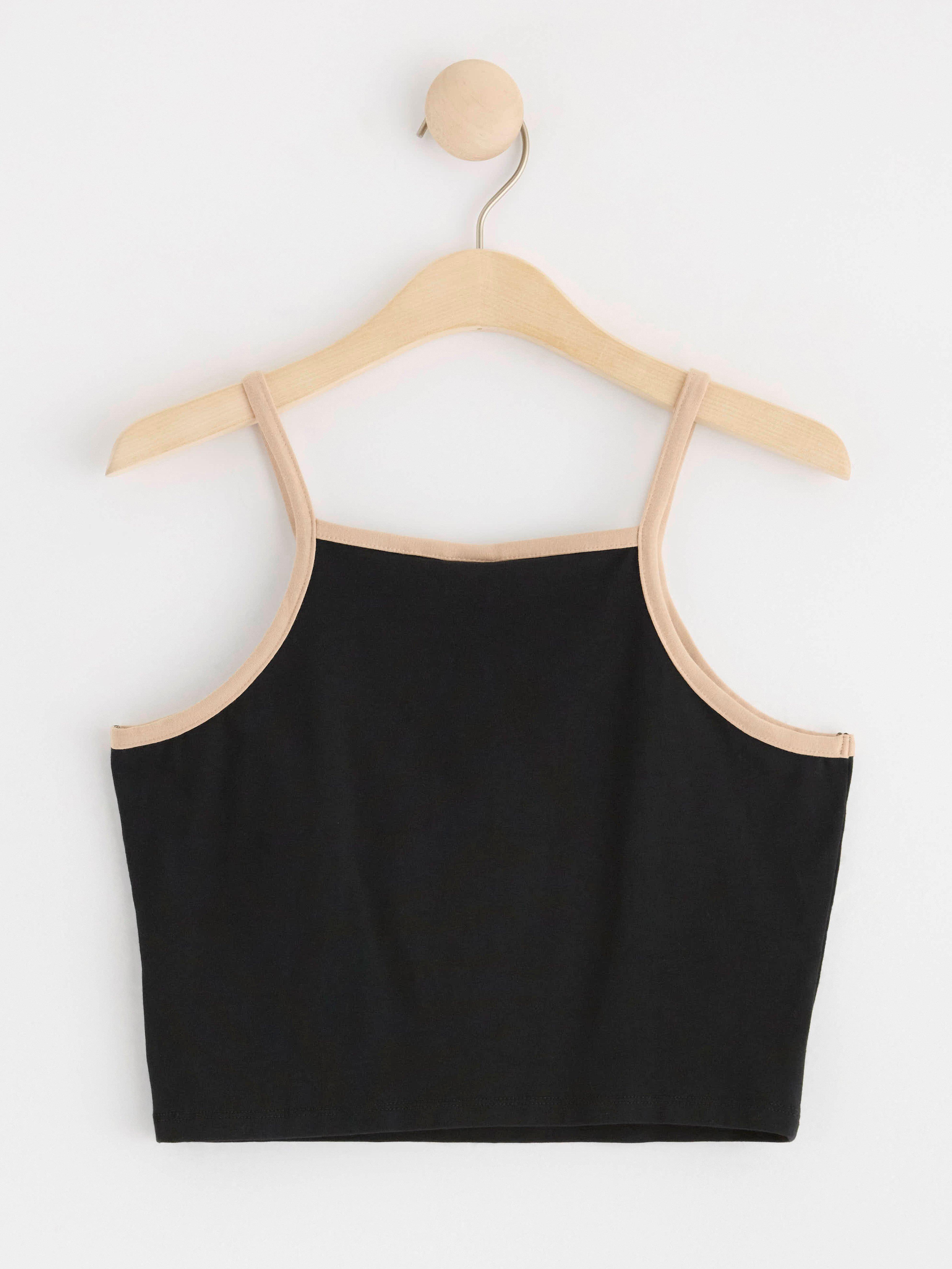 Tank top with slim shoulder straps Black