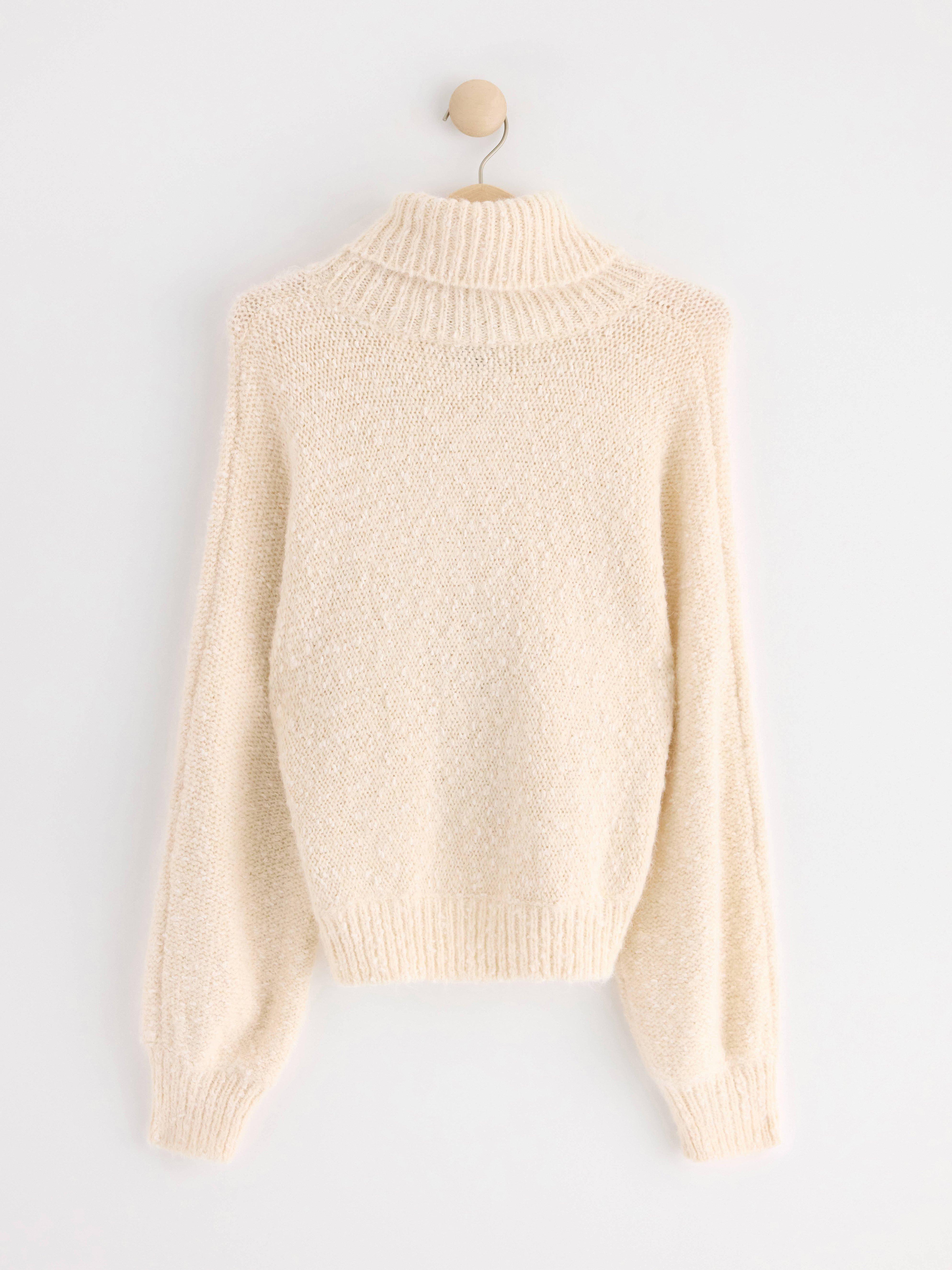 Knitted turtleneck jumper Light Beige